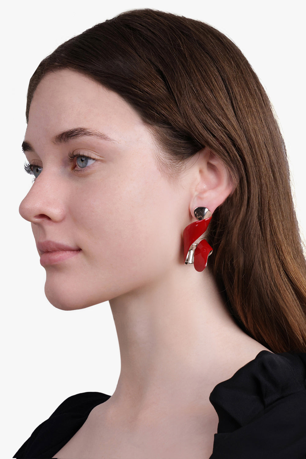 WAVE STUD EARRINGS | RED/SILVER - 3