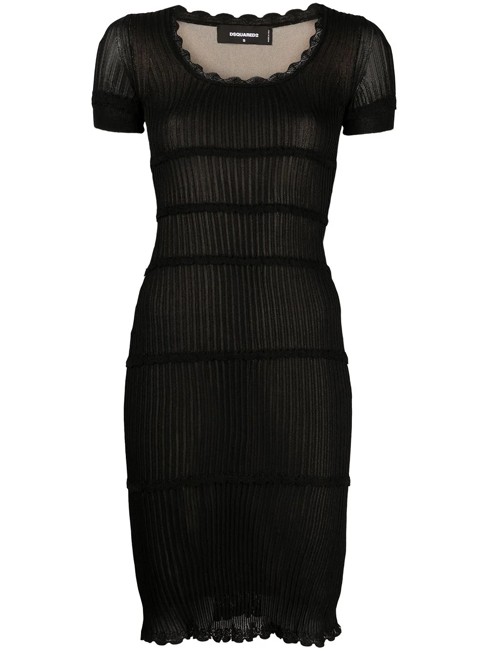 scallop lace-trim rib-knit minidress - 1