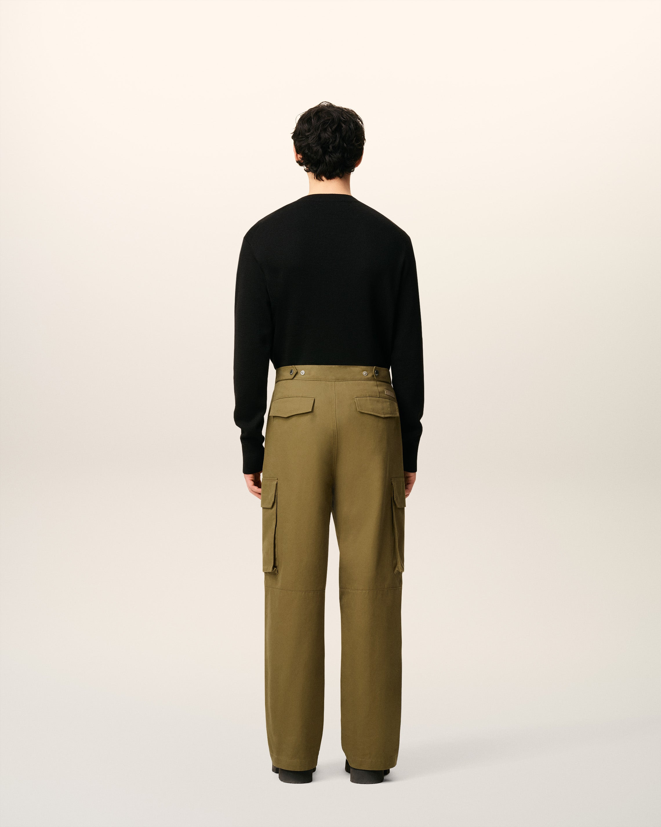 GREEN COTTON CARGO TROUSERS - 4