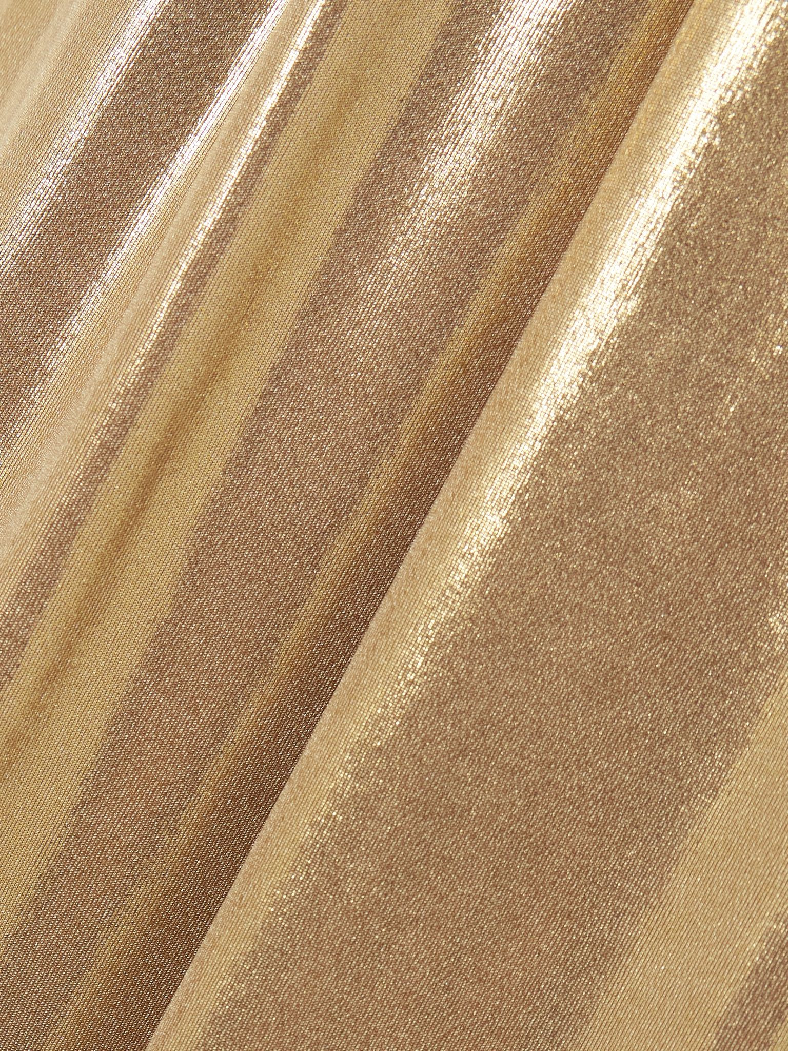 Pleated stretch-lamé wide-leg pants Gold - 4