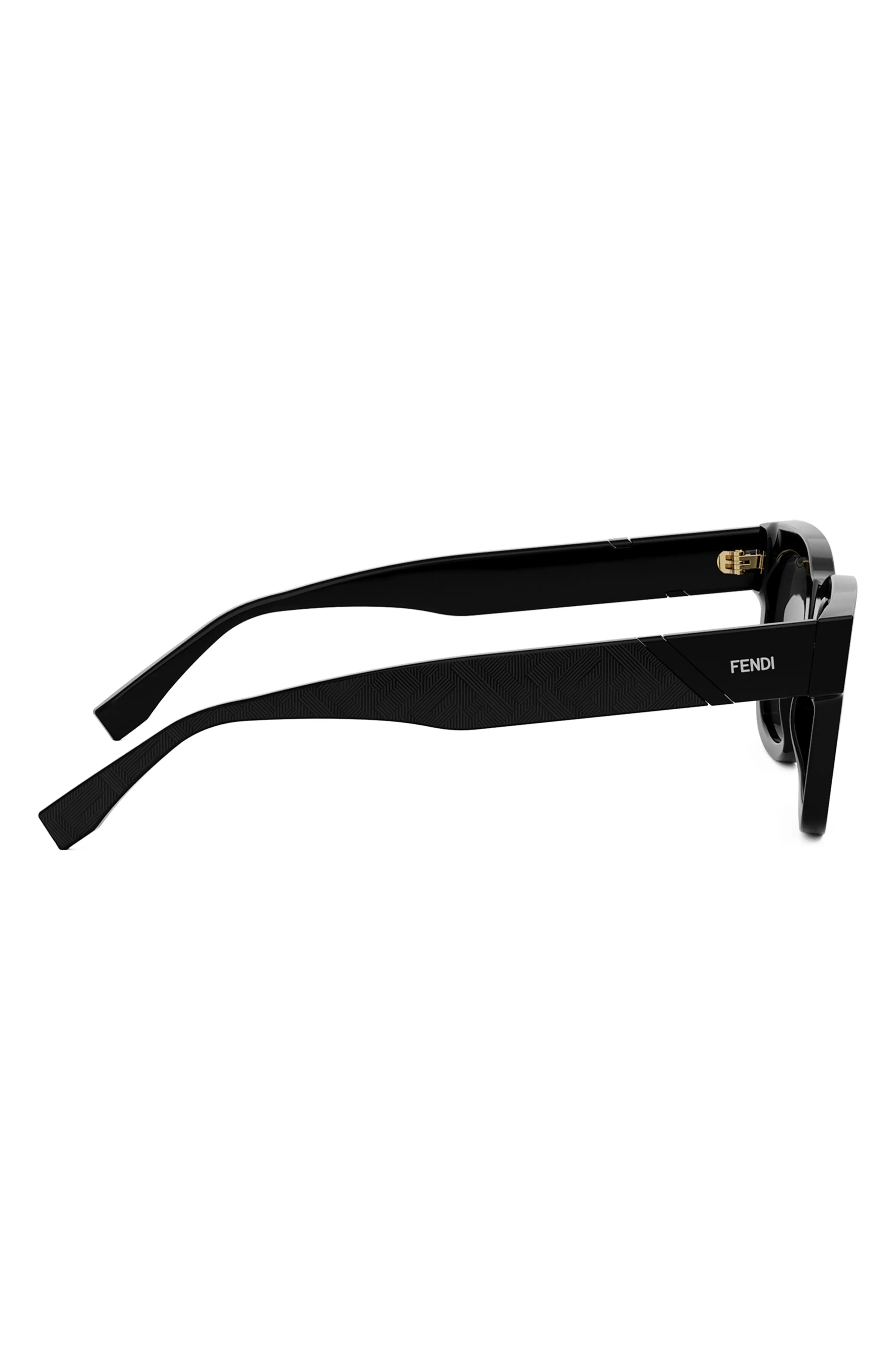 'Fendi Diagonal 51mm Square Sunglasses in Shiny Black /Smoke - 6