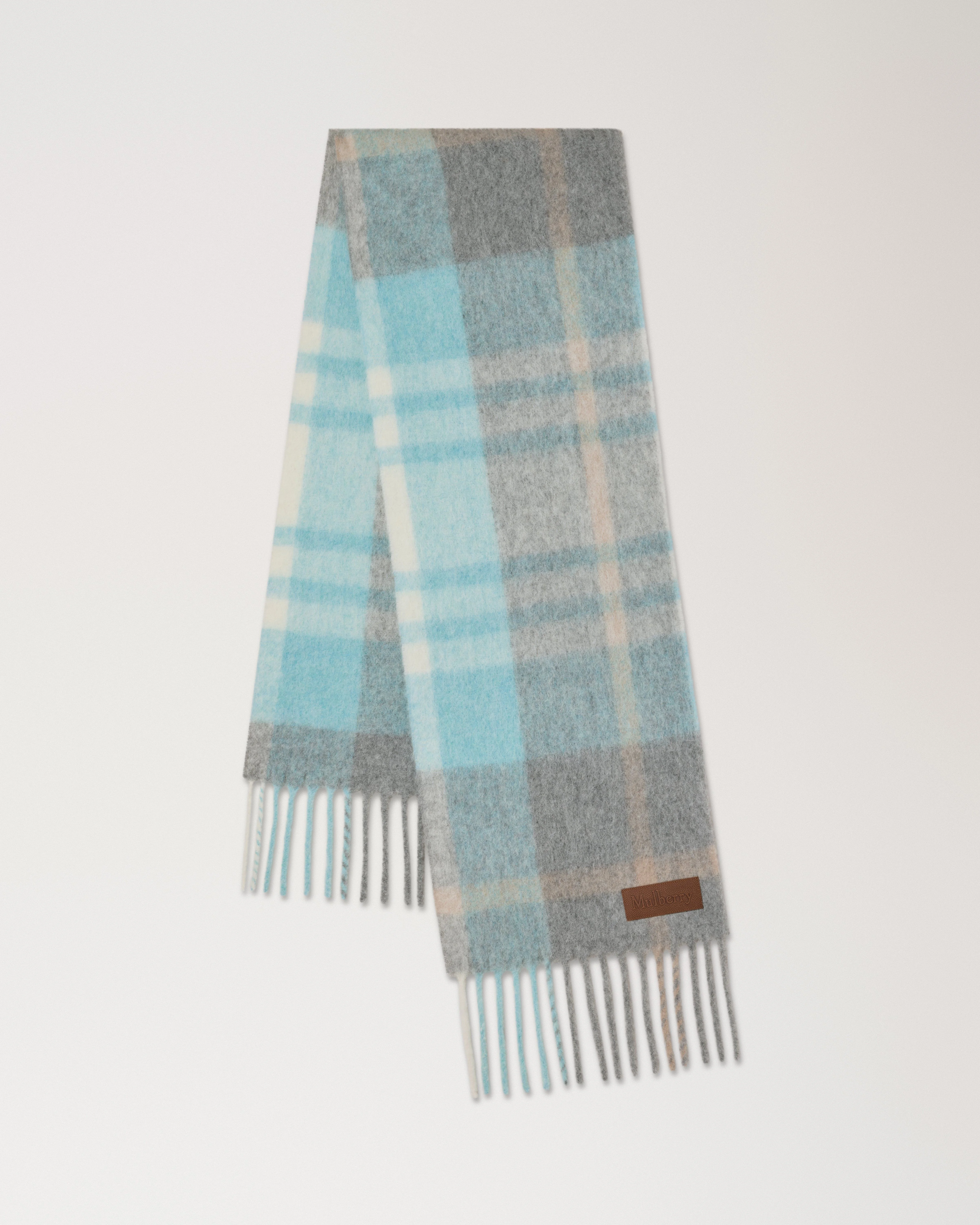 Oversized Check Textured Scarf
Grey & Light Blue Wool Blend - 1