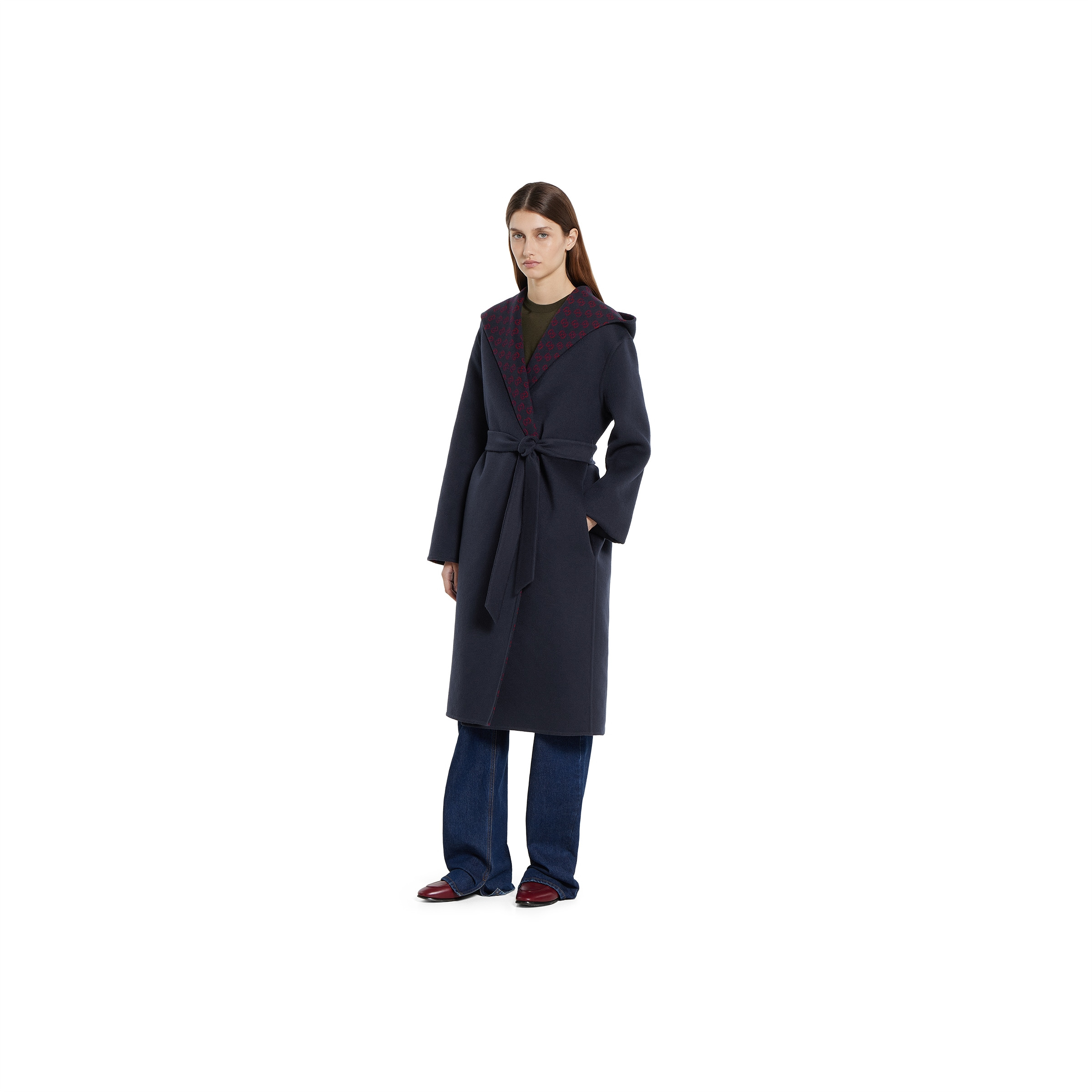 Reversible wool silk hooded coat - 3