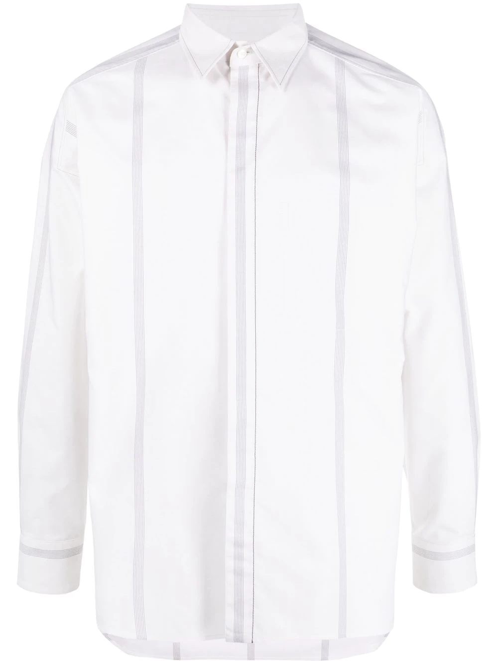 panelled long-sleeve cotton shirt - 1