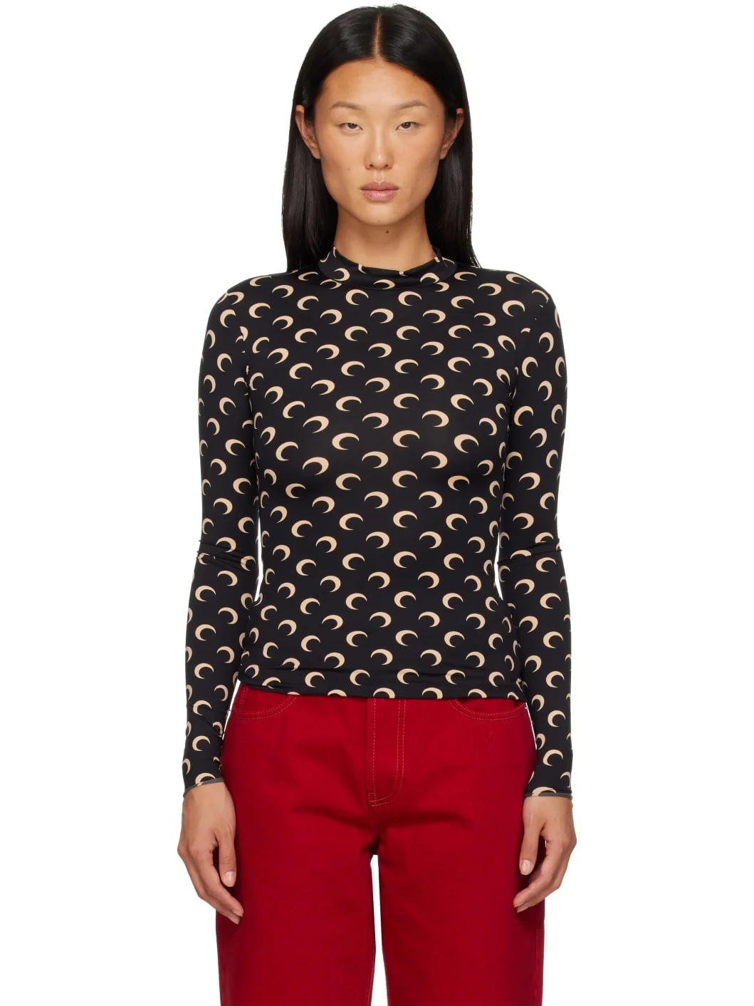 Black Recycled Moon Jersey Second Skin Top - 1
