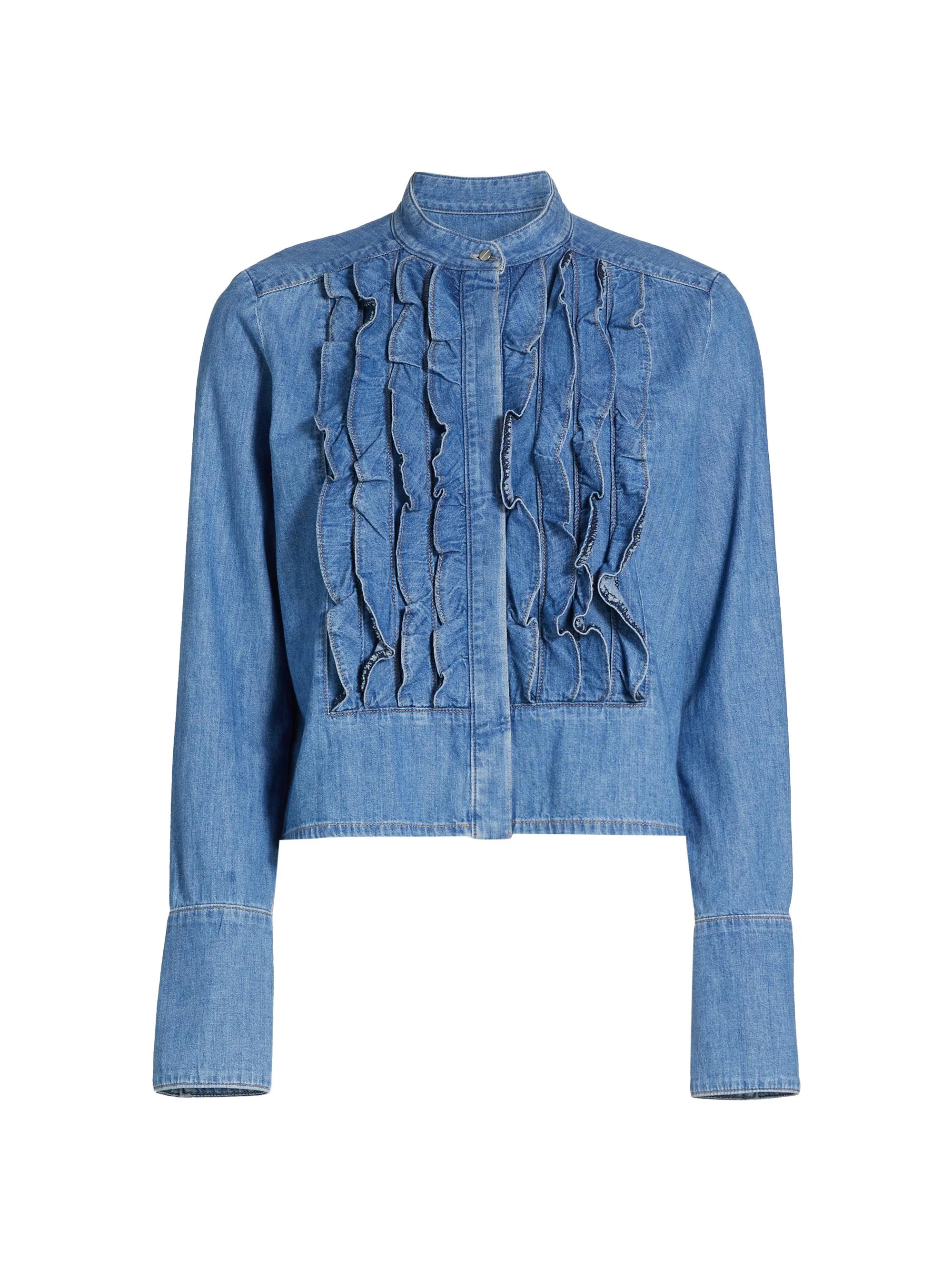 Women's Patti Ruffled Denim Top - Vintage Wash - 1