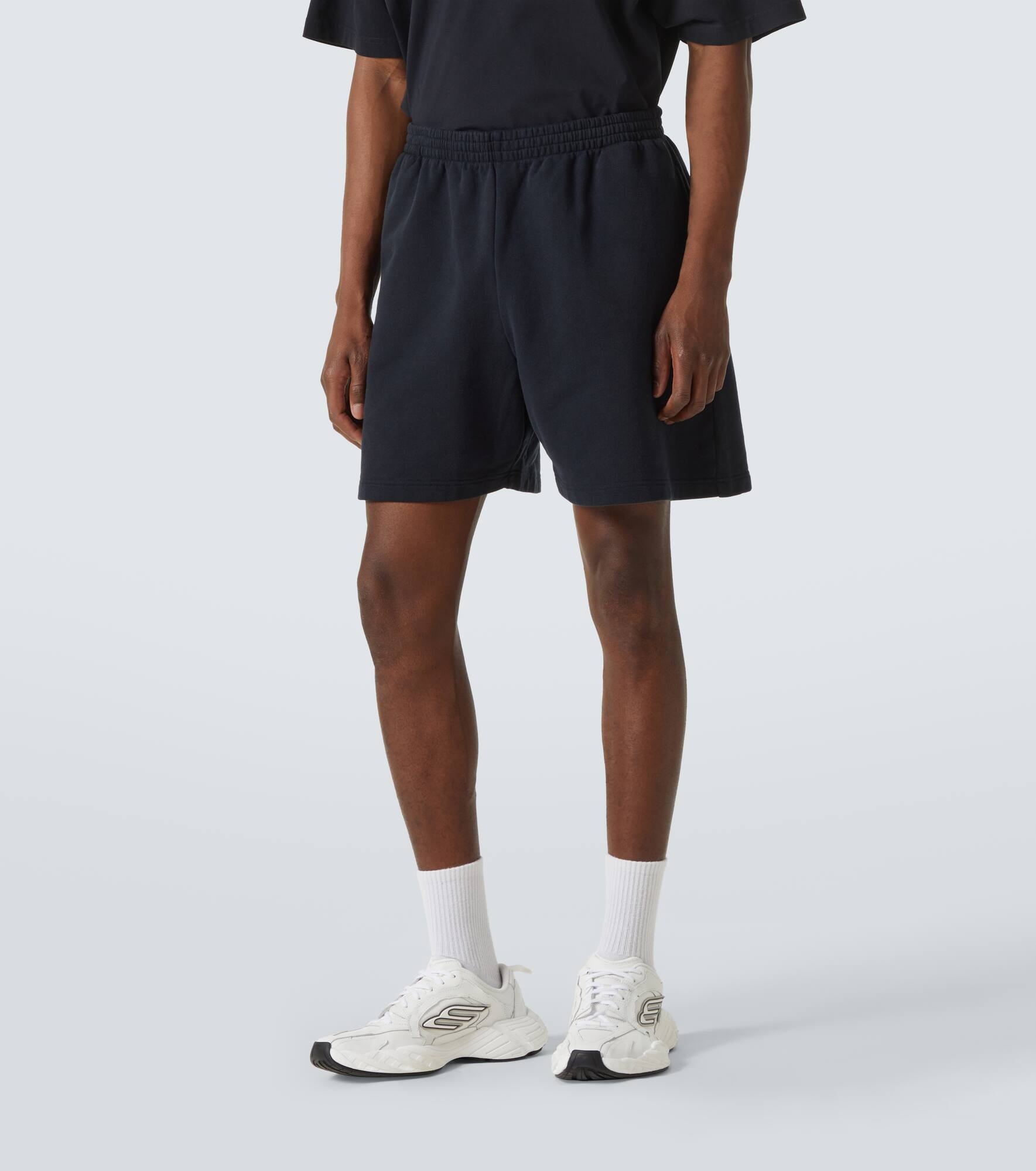 Logo cotton fleece shorts - 3