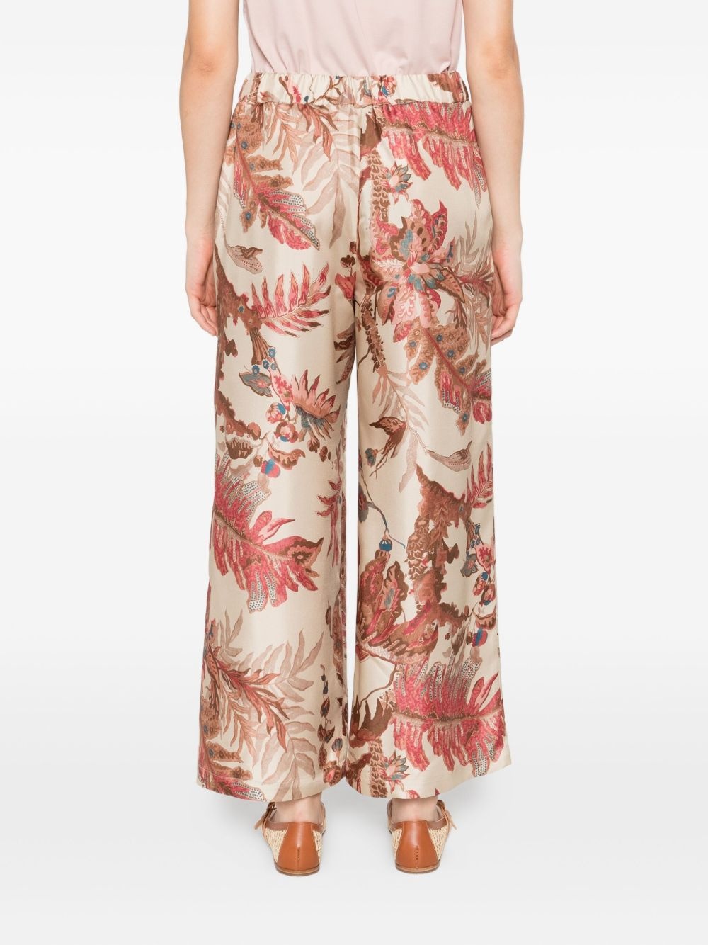 floral-print silk trousers - 4