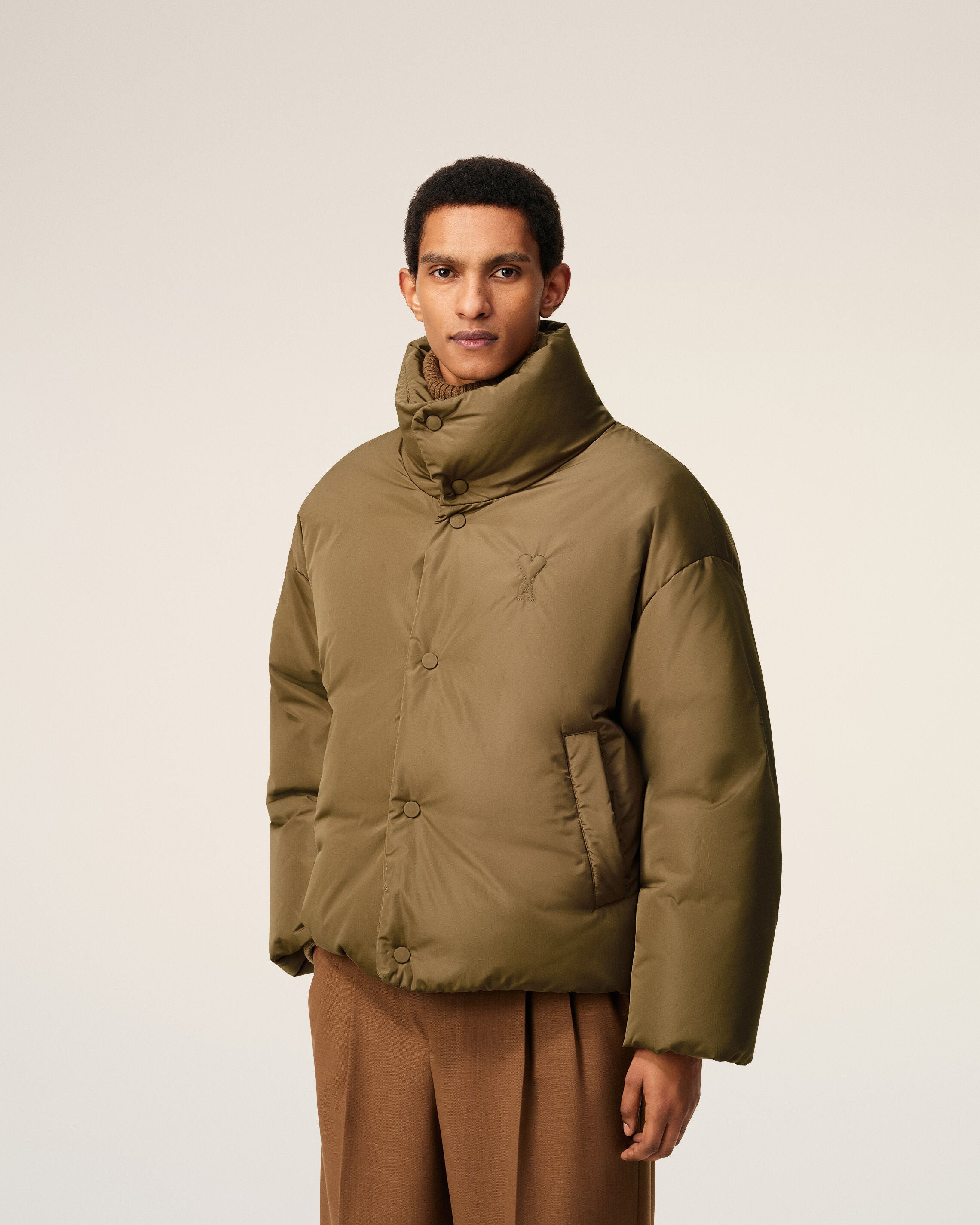 GREEN TAFFETAS AMI DE COEUR DOWN JACKET - 3