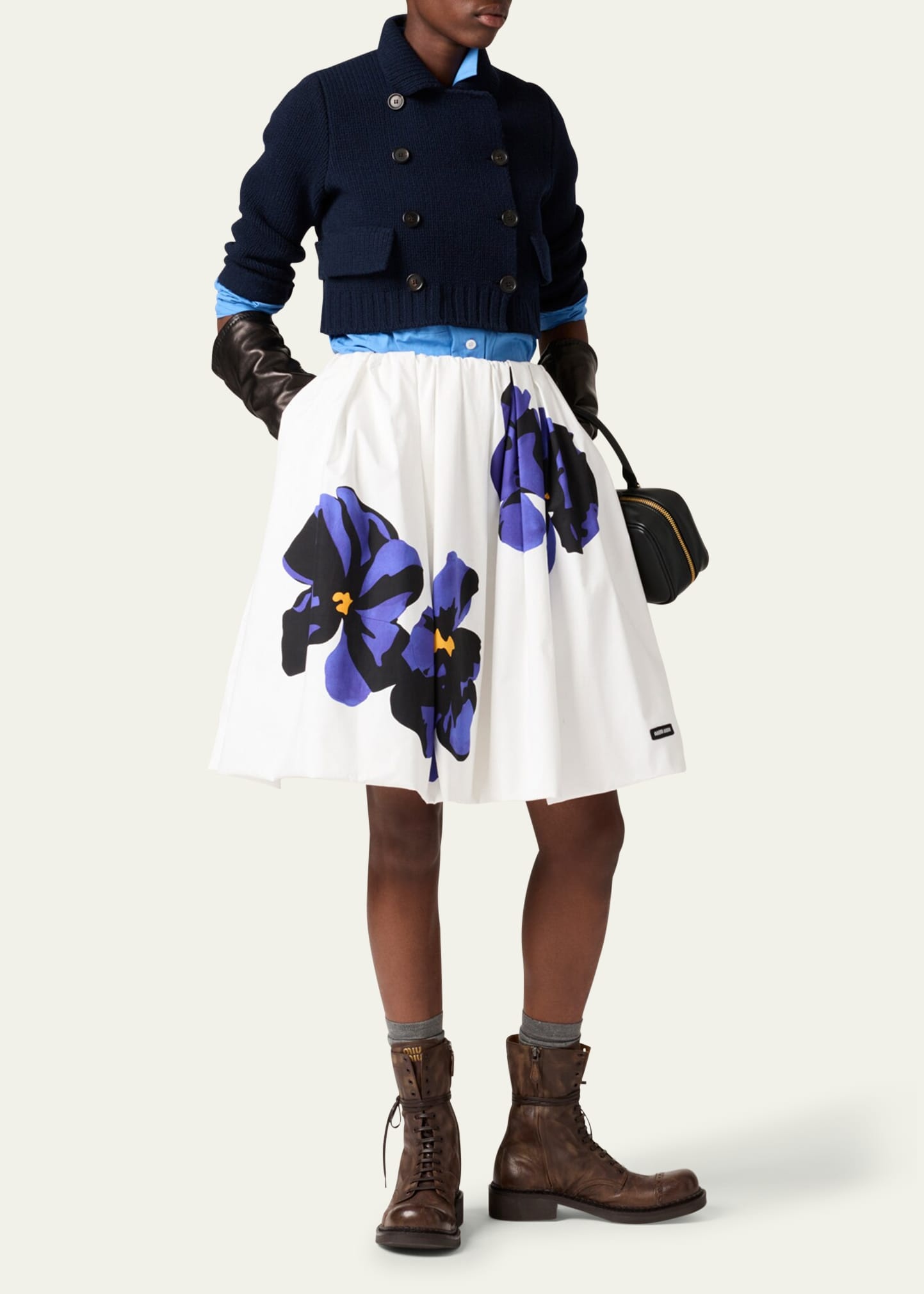 Double Breasted Wool Cropped Jacket - 2