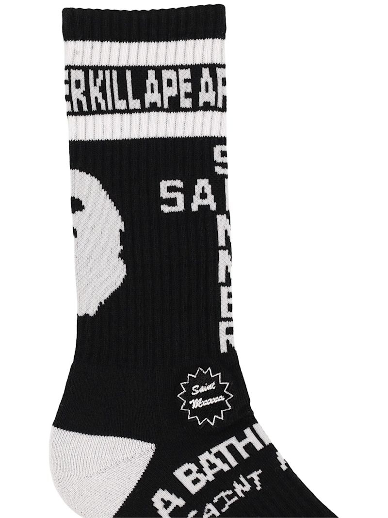【SAINT Mxxxxxx×A BATHING APE】BAPE_SOCKS SAINT M×××××× Saint Mxxxxxx X A Bathing Ape Logo Cotton