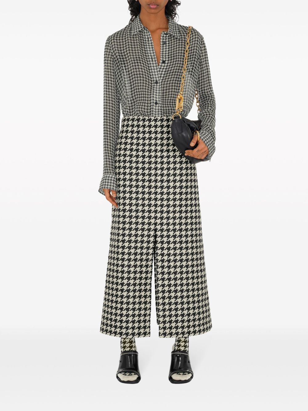 houndstooth-pattern gabardine cropped trousers - 2