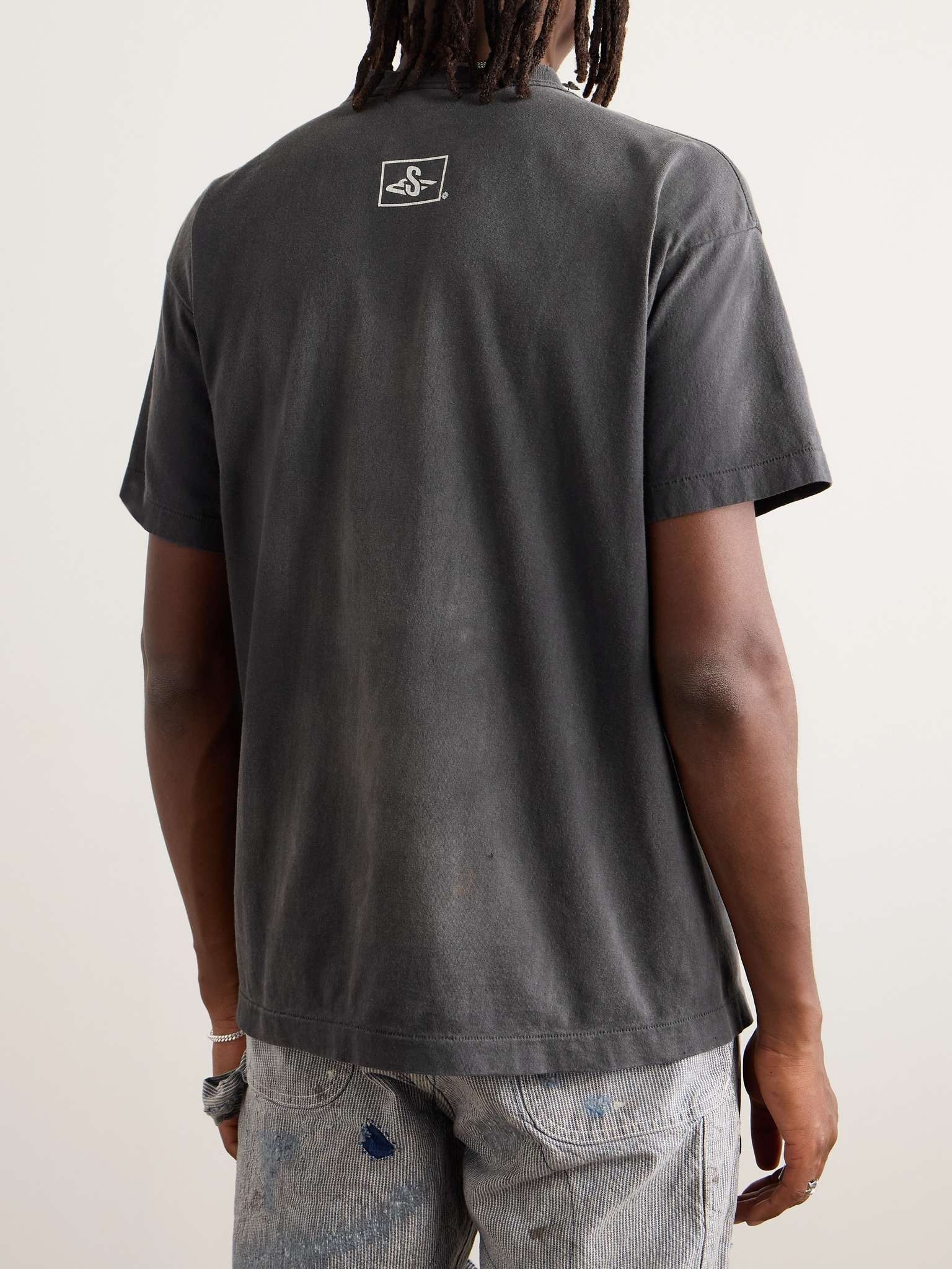 Logo-Print Distressed Cotton-Jersey T-Shirt - 3