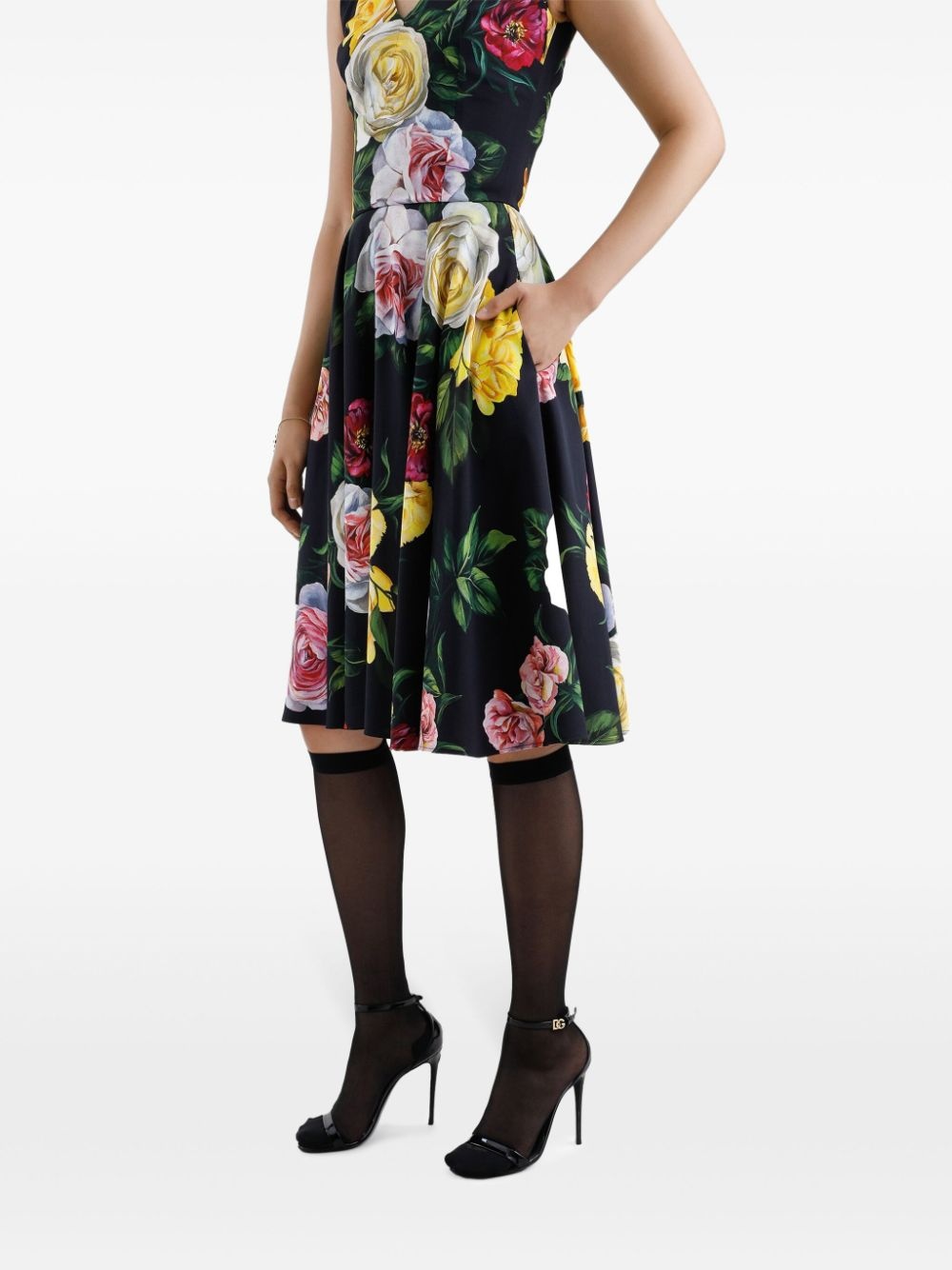 charmeuse calf-length dress - 5