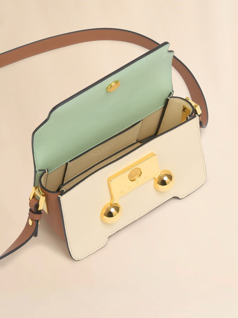 GREEN CREAM AND BROWN LEATHER TRUNKAROO MINI SHOULDER BAG - 4