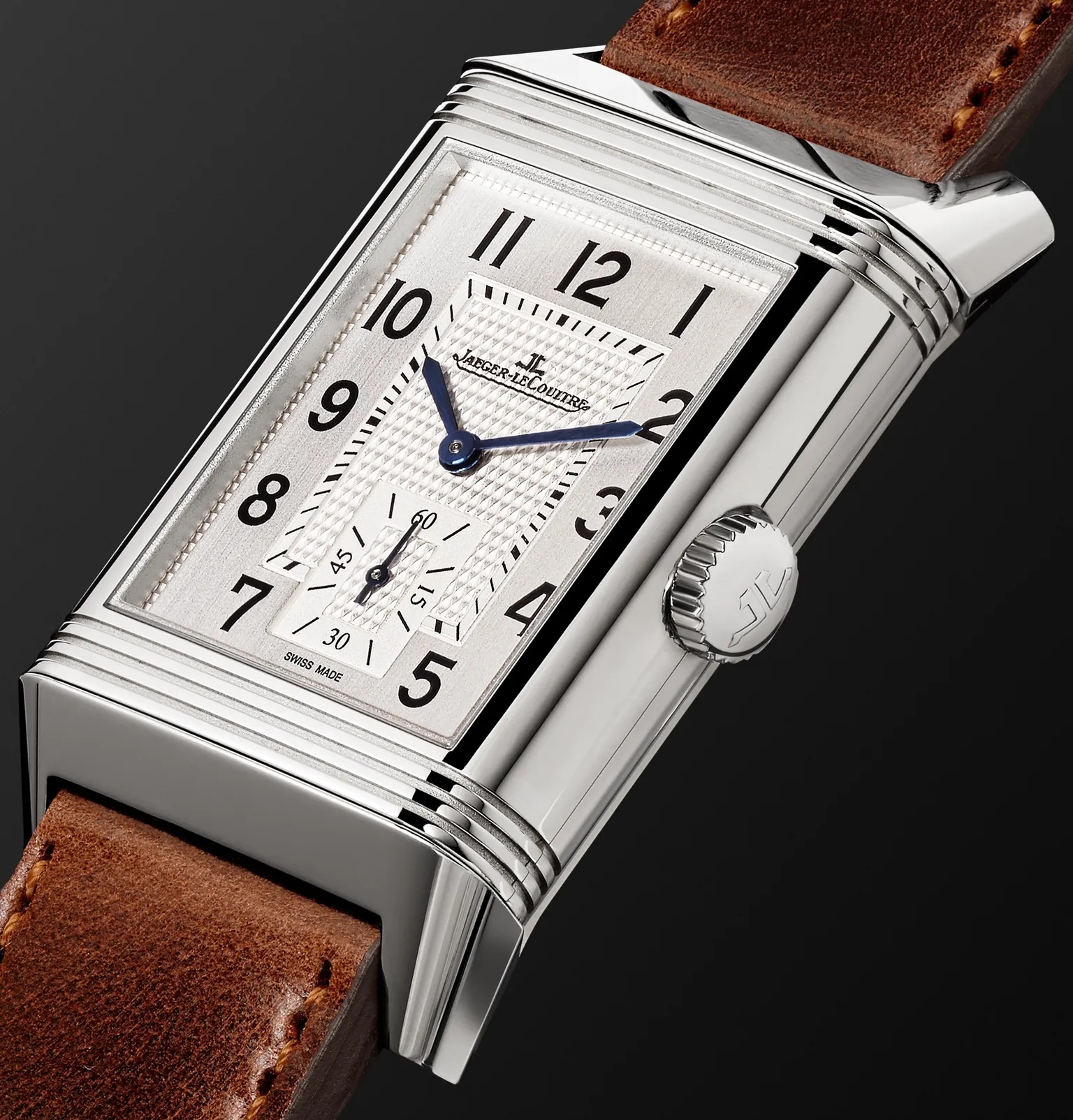 Reverso Classic Large 27mm Stainless Steel and Leather Watch - 8