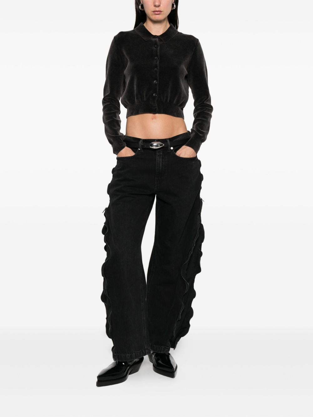 zip-detail faded jeans - 2