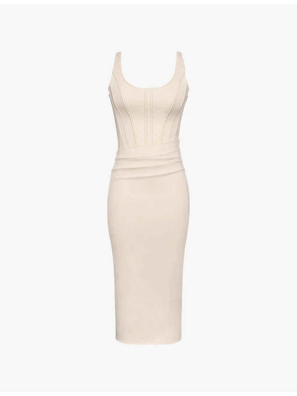 Samya Corset-Bodice Stretch-Woven Midi Dress - 1