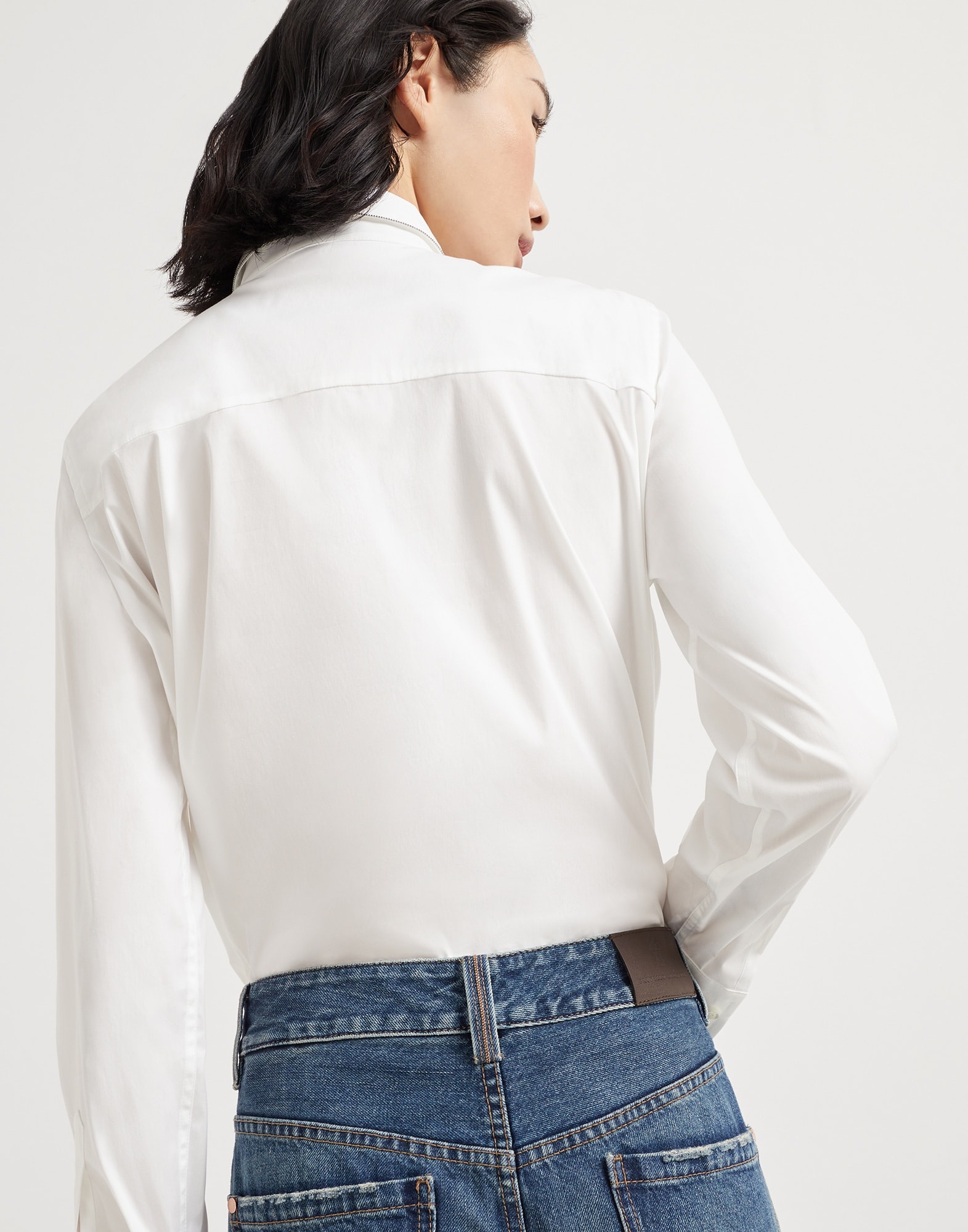 Authentic denim contemporary loose trousers with monili - 3