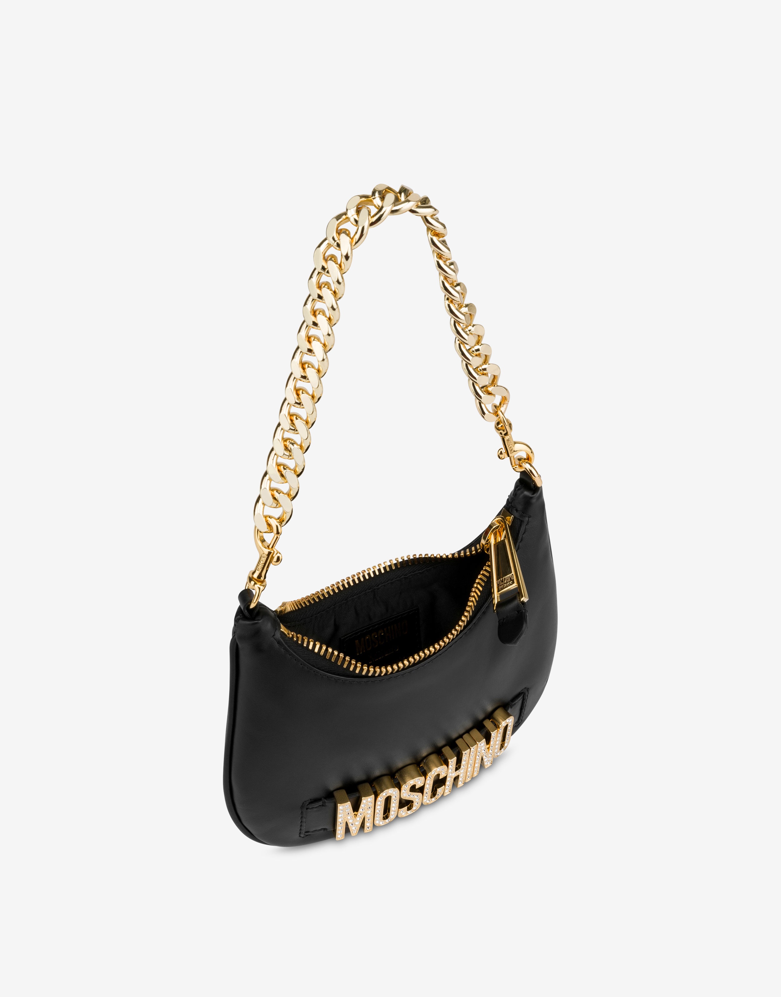 CRYSTAL LETTERING LOGO SMALL HOBO BAG - 3