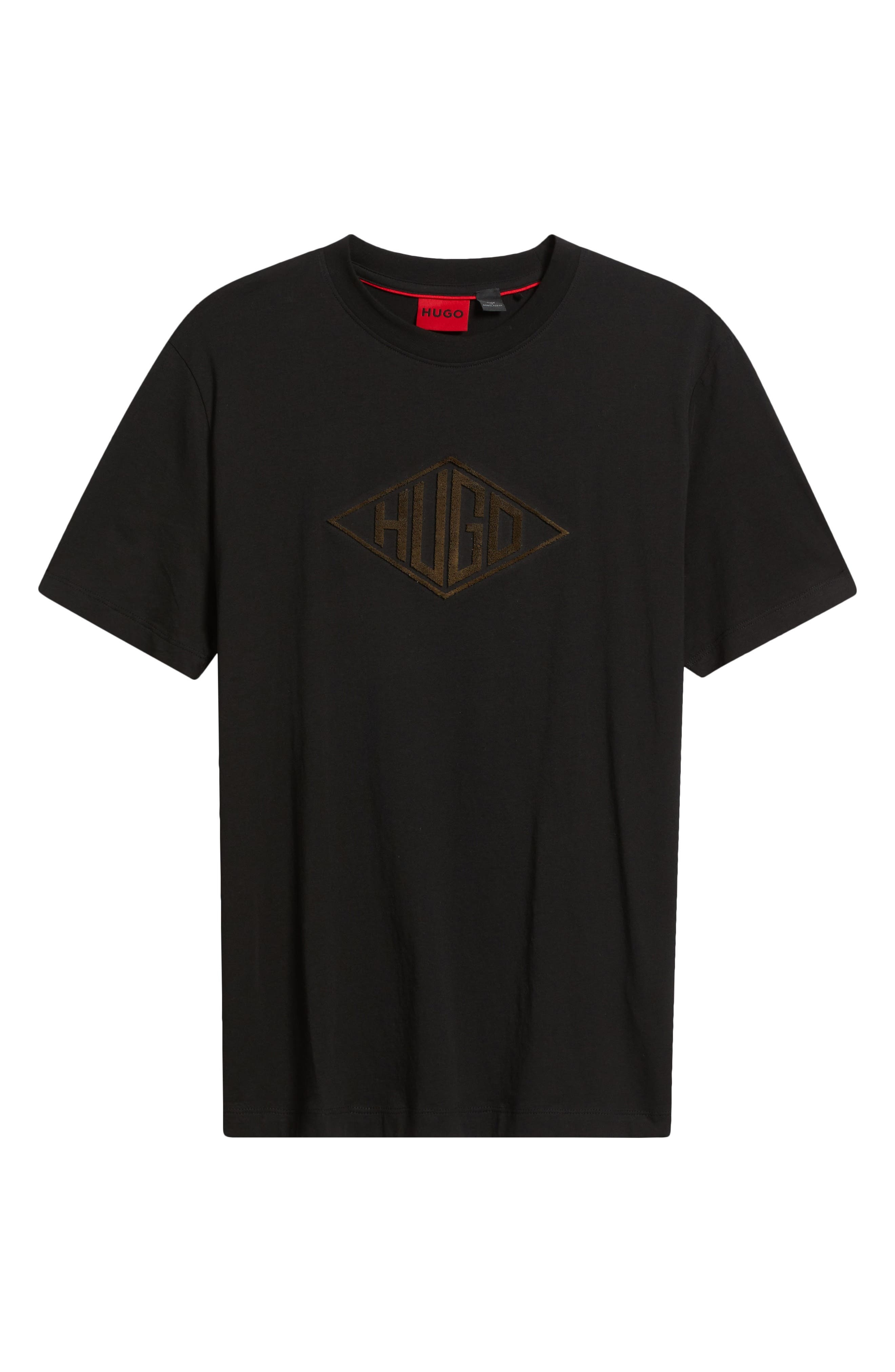 HUGO Dalendi Logo Embroidered T-Shirt in Black at Nordstrom - 5