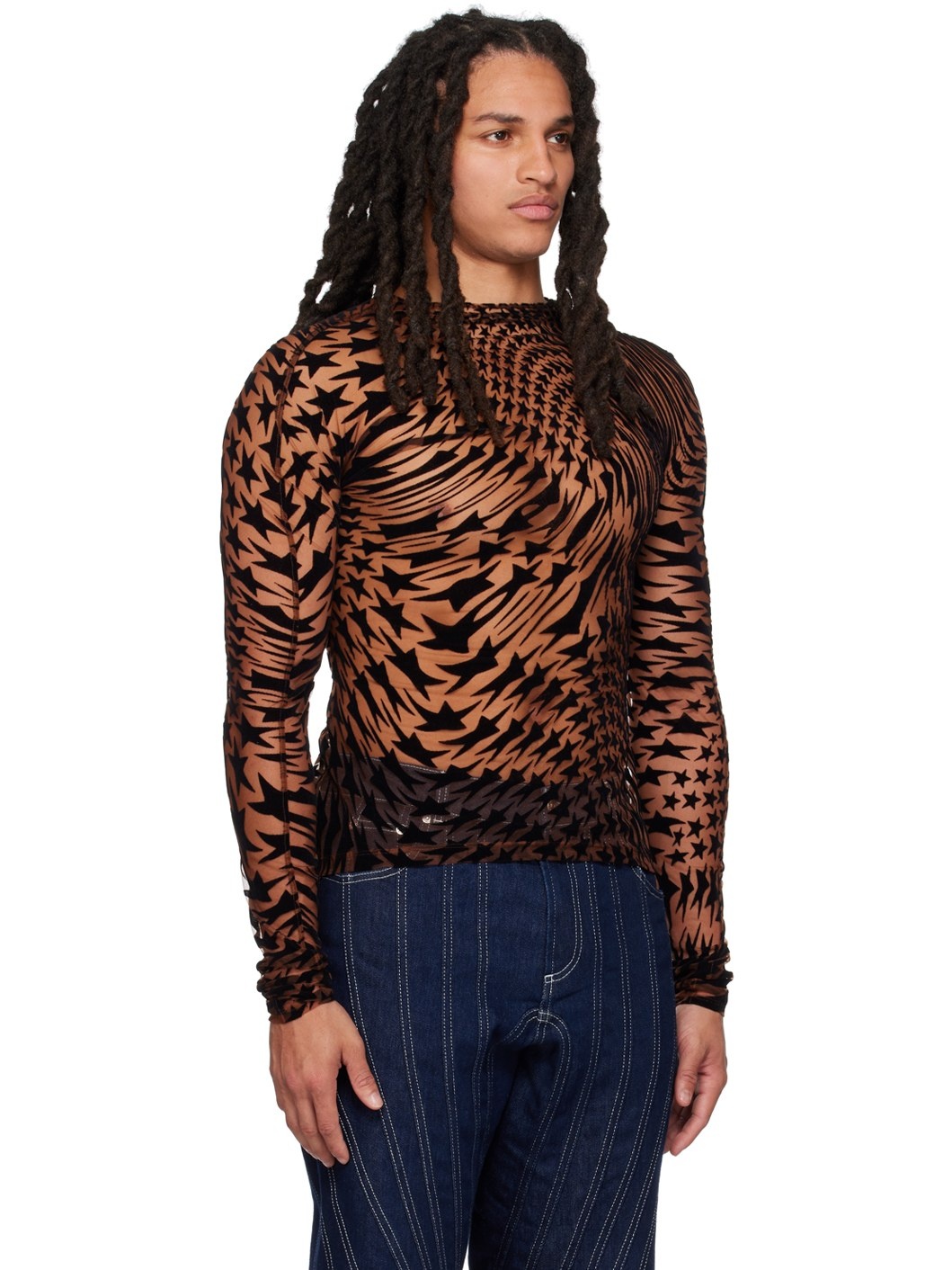 Brown & Black Star Turtleneck - 4