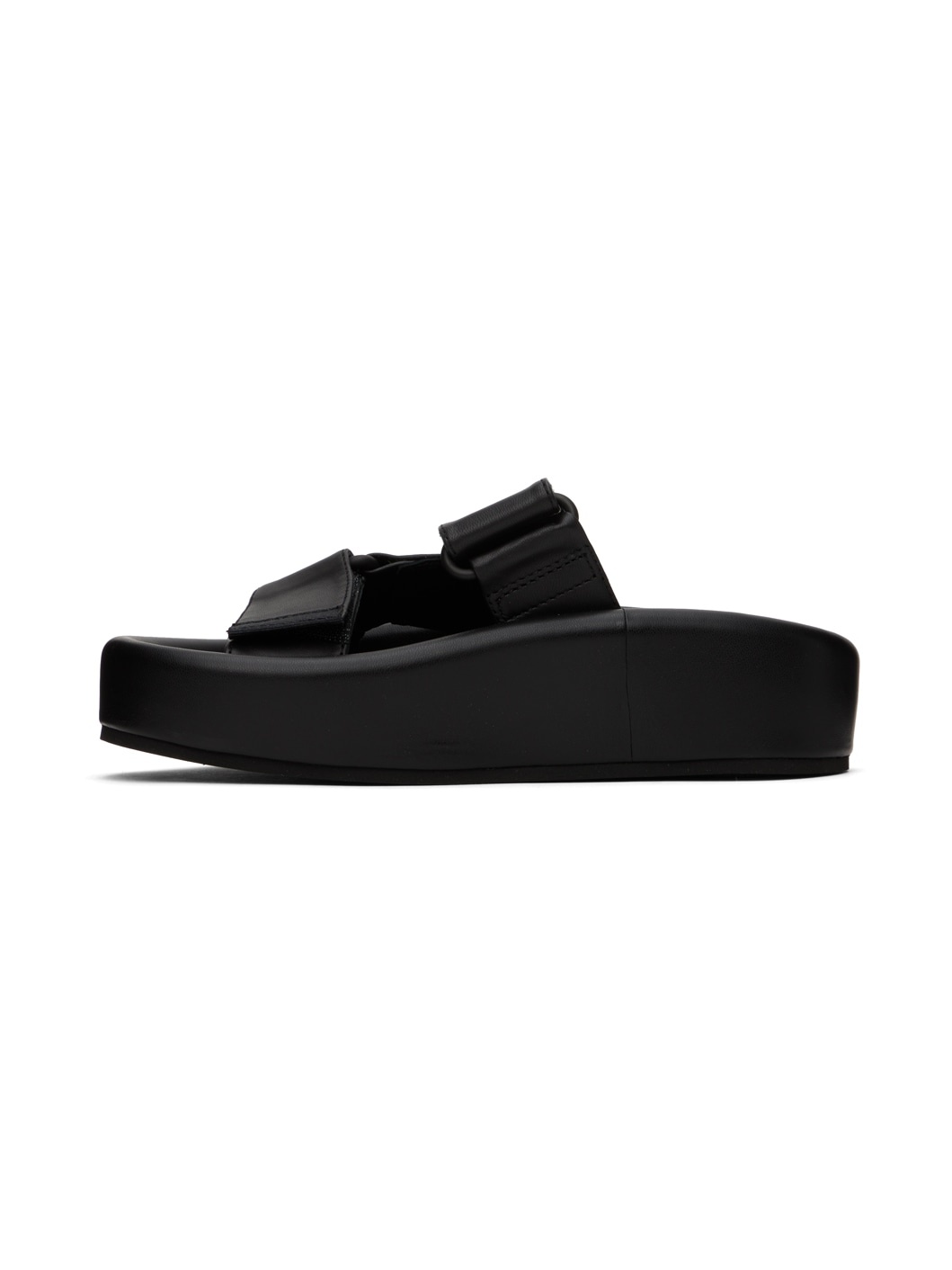 Black Webbing Slip-On Platform Sandals - 3