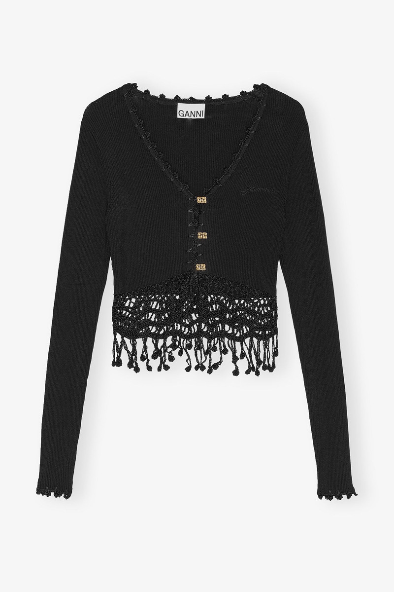 블랙 시니 VISCOSE CROCHET 카디건 1