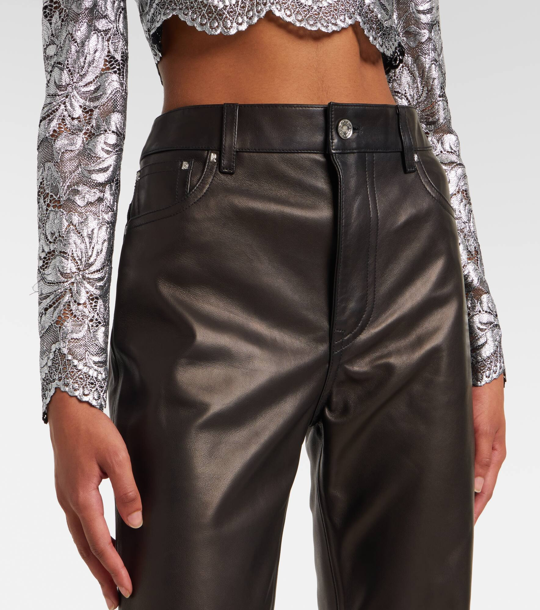 Leather flared pants - 4