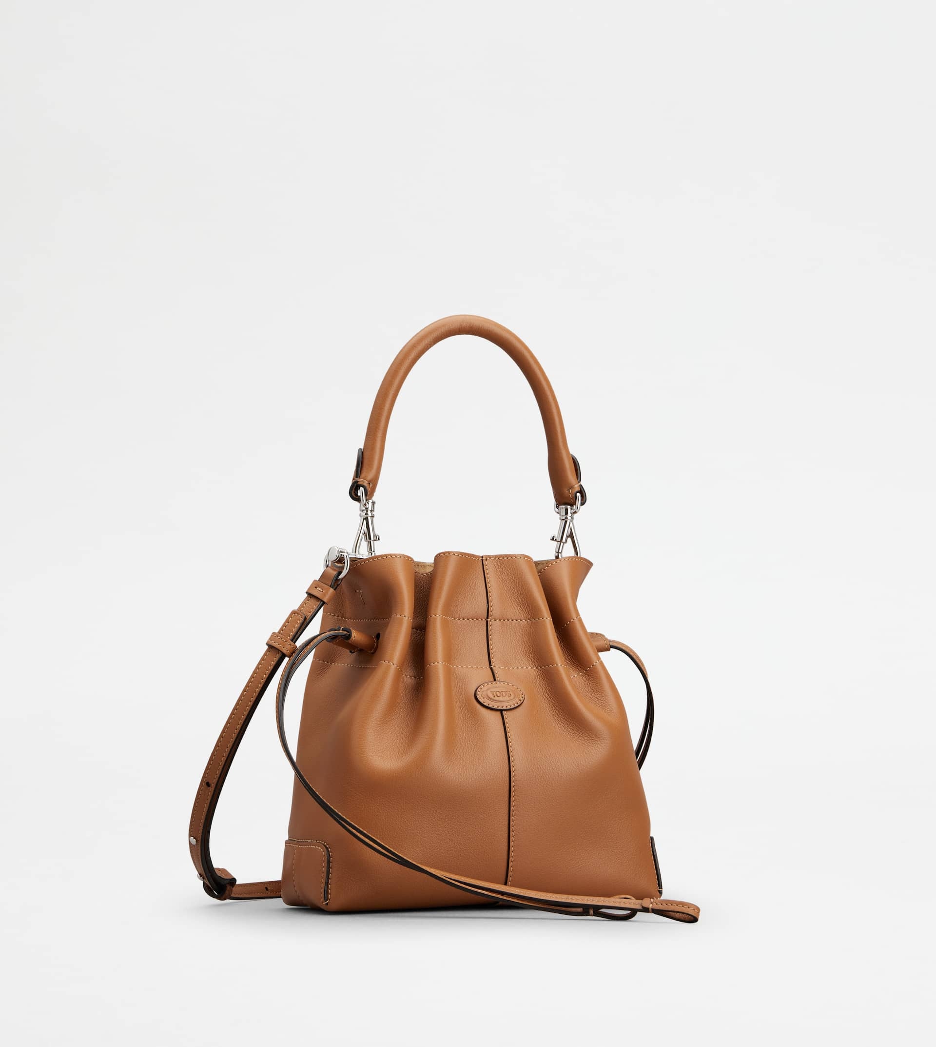 TOD'S DI BAG BUCKET BAG IN LEATHER MINI WITH DRAWSTRING - BROWN - 2