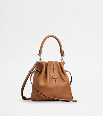 Tod's TOD'S DI BAG BUCKET BAG IN LEATHER MINI WITH DRAWSTRING - BROWN outlook