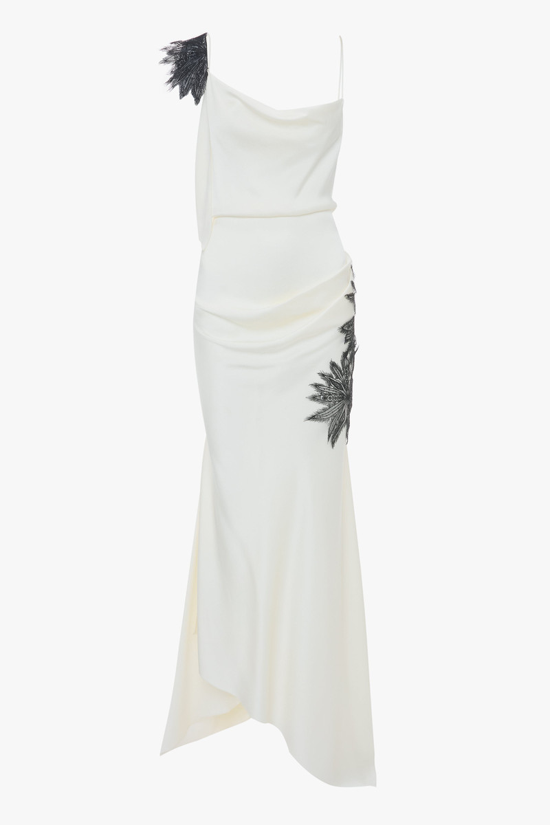 victoria beckham cami floor length dress in ivory Victoria Beckham looks sensational in a silky backless bridal gown