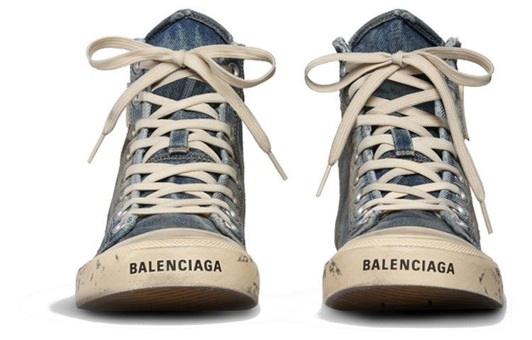 Balenciaga Paris High Top Sneakers 'Blue Destroyed Denim and Rubber' 688752W3RCL4090 - 5