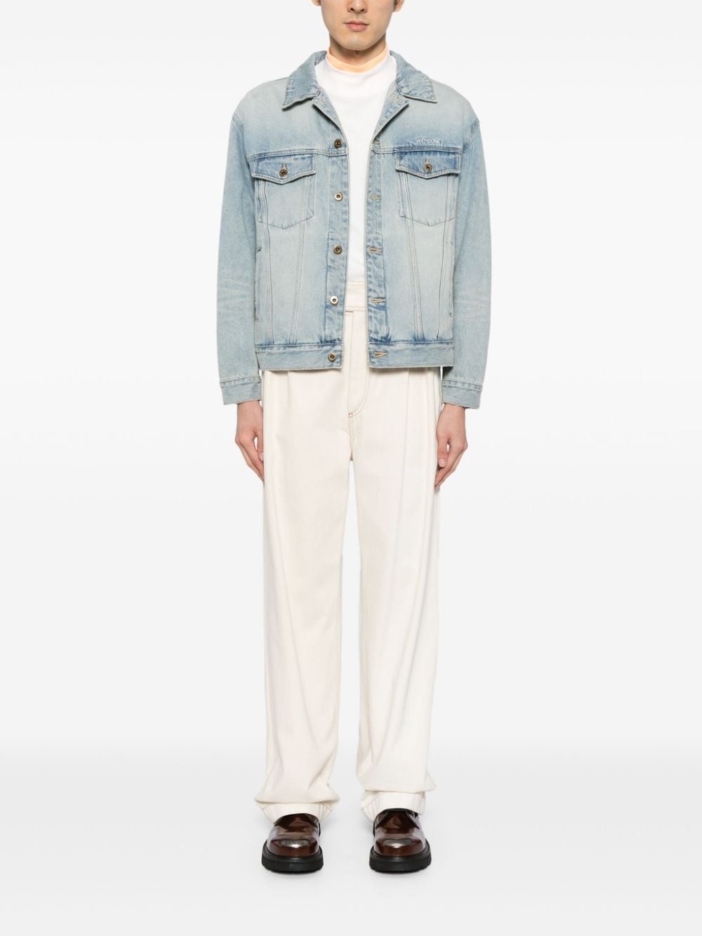 embroidered logo denim jacket - 2