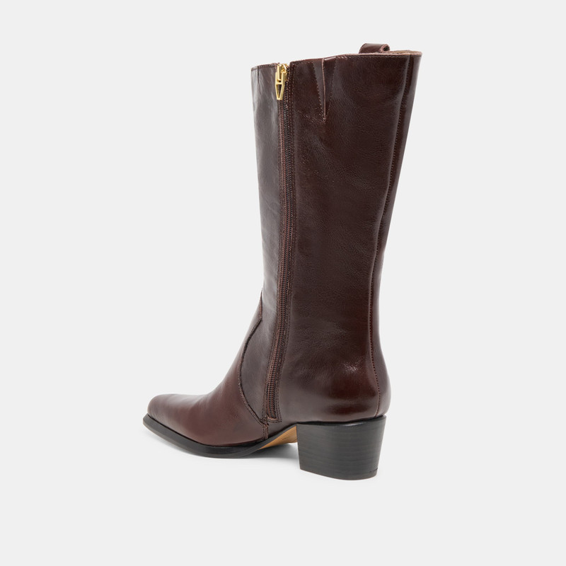 VERN WIDE CALF BOOTS CHOCOLATE LEATHER 6