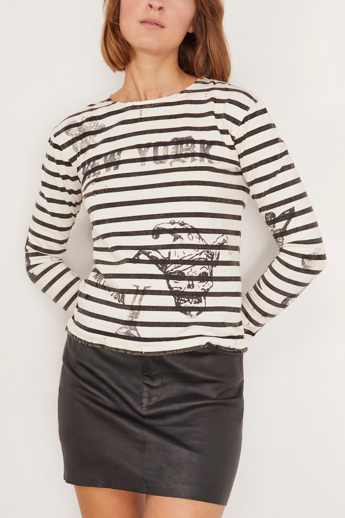 Patch Breton Long Sleeve Tee in Black and White Stripe - 3