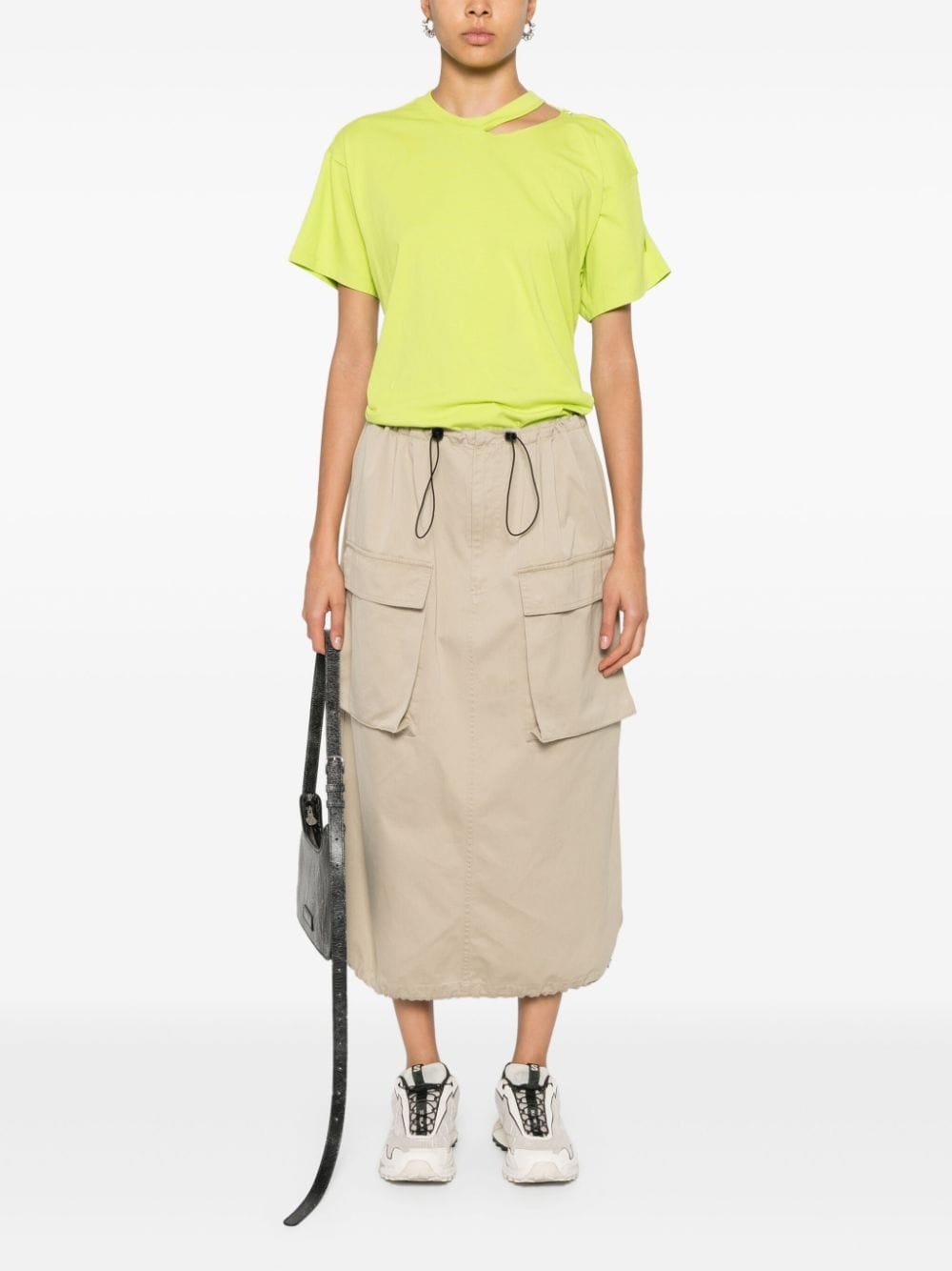 single stitch-logo midi skirt - 2