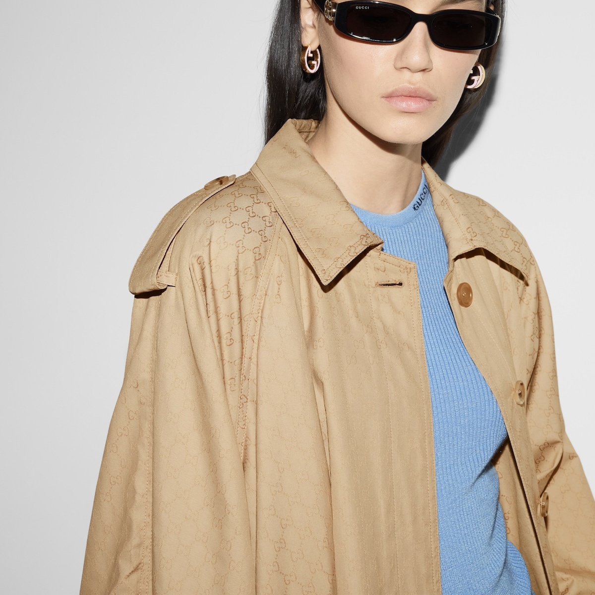 GG cotton gabardine trench coat - 5