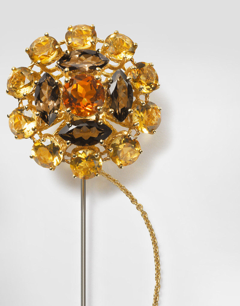 Dolce & Gabbana Sicily Brooch  18-carat yellow and white gold, Madera quartz, smoky quartz and citrines. outlook