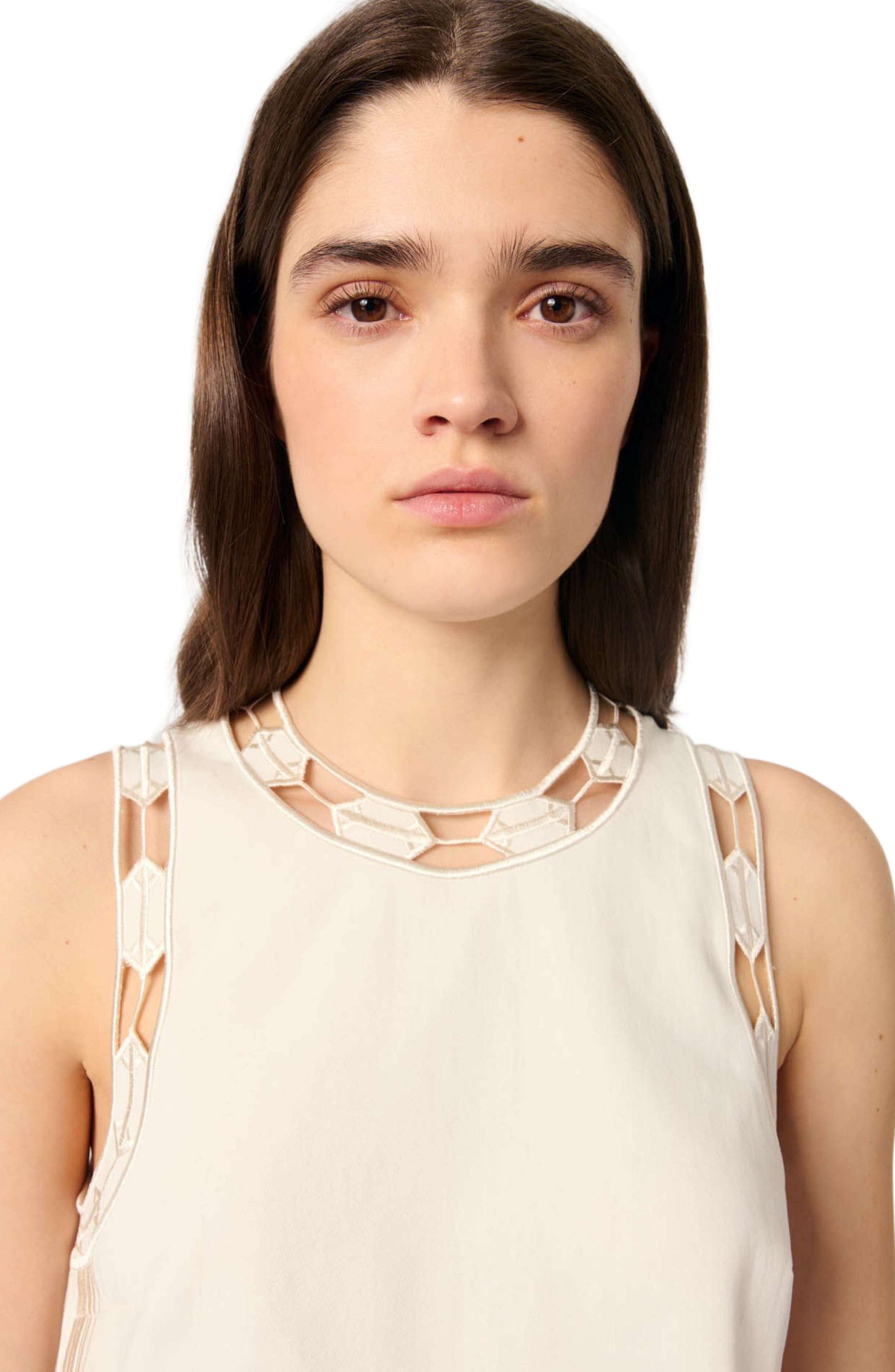maje Embroidered vest top in Ecru at Nordstrom - 5
