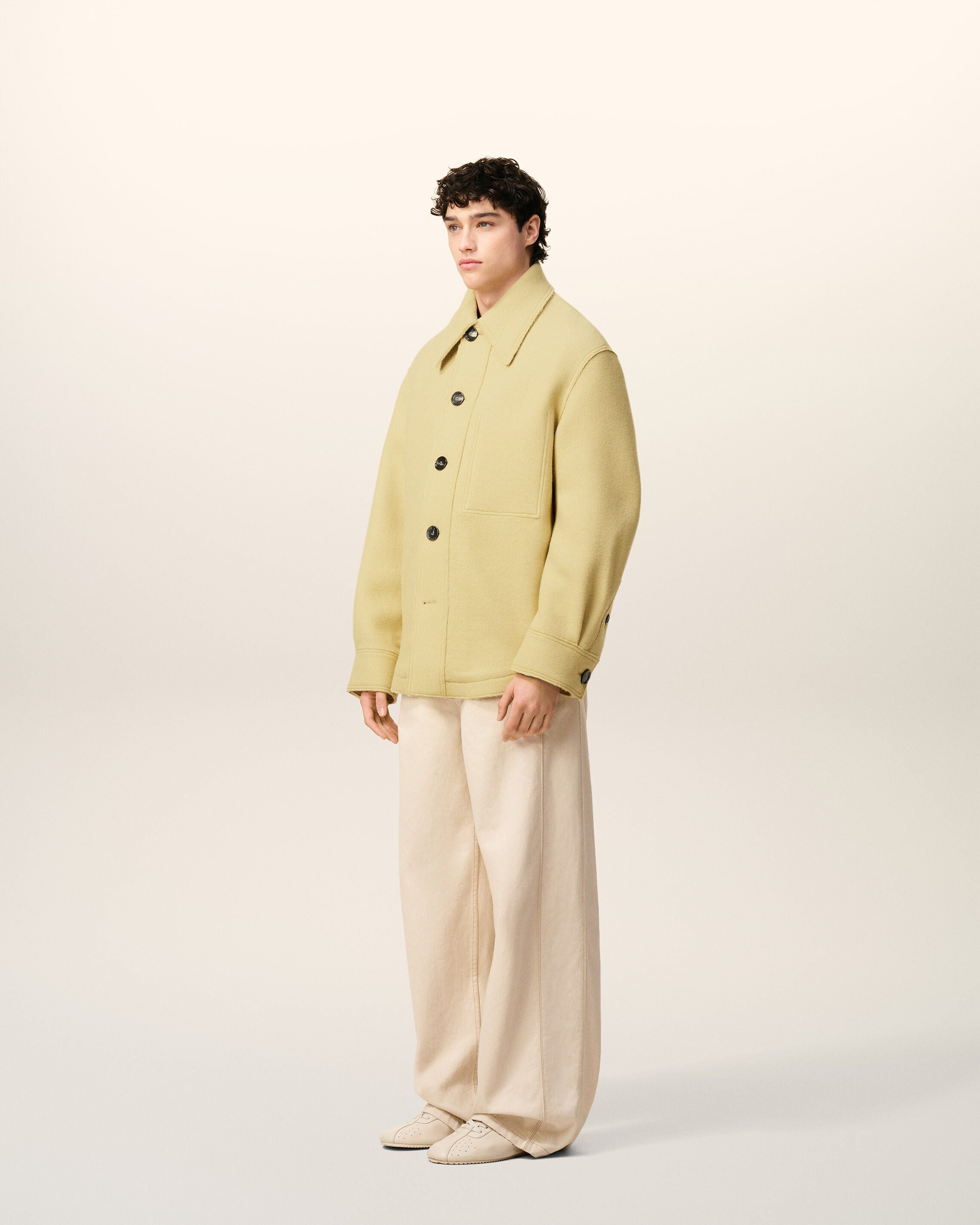 GREEN WOOL BUTTONED JACKET - 6