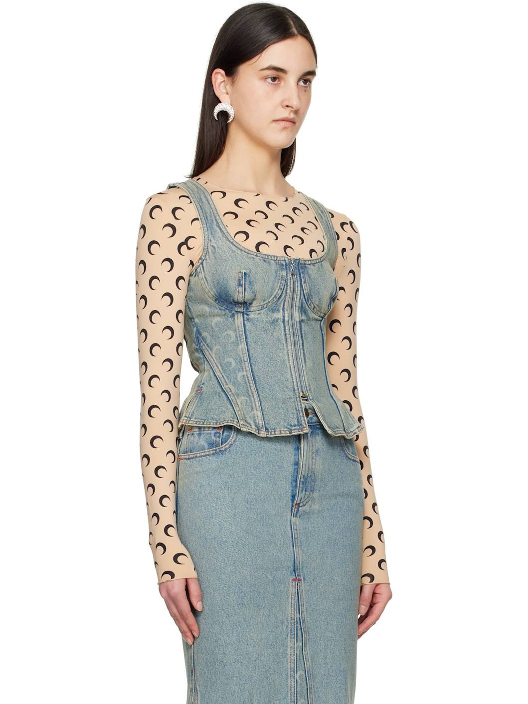 Blue Moon Laser Denim Corset Tank Top - 2