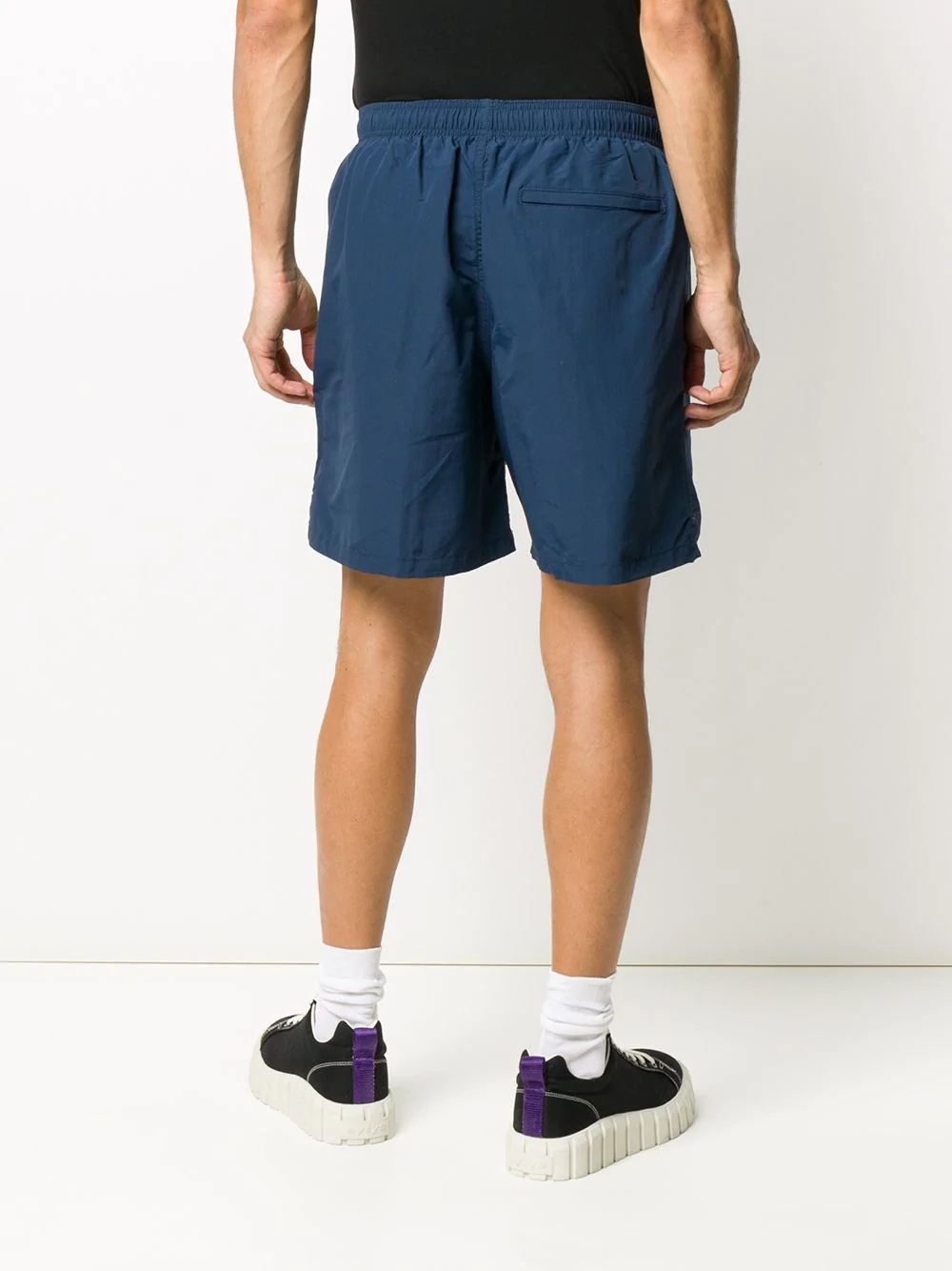 two-tone logo print track shorts - 4