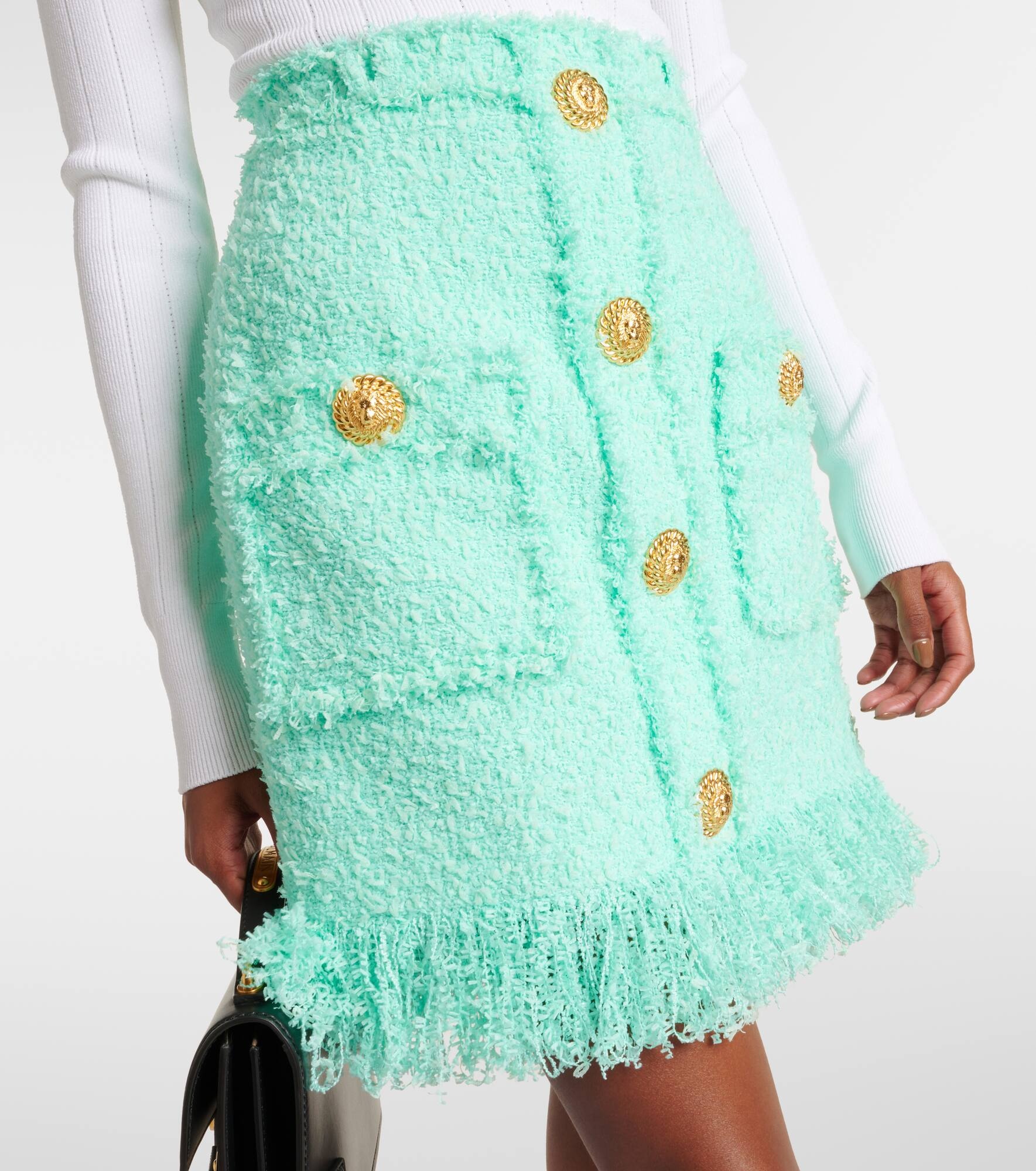 Fringed tweed miniskirt - 4