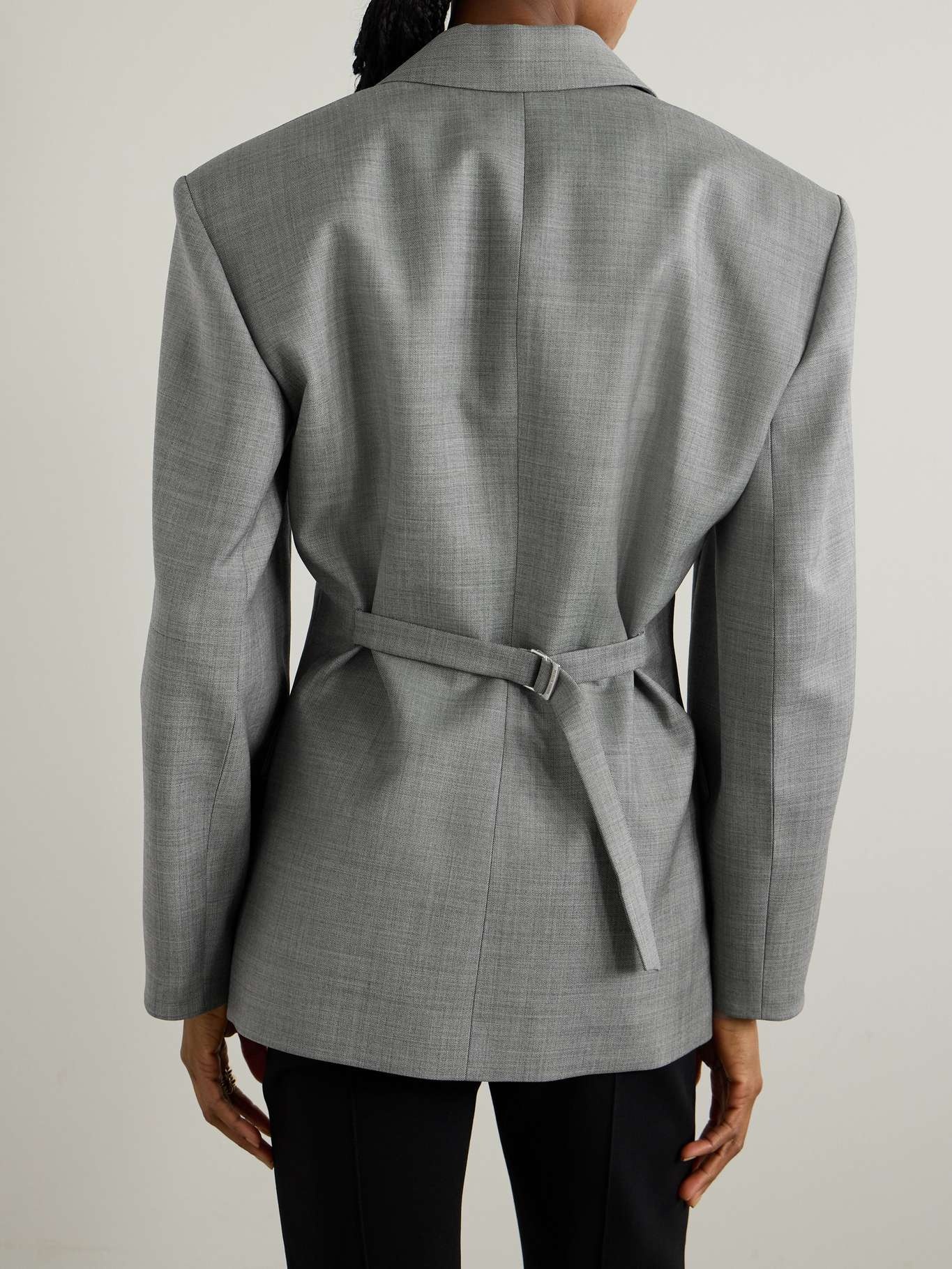 Double-breasted wool-blend blazer - 3