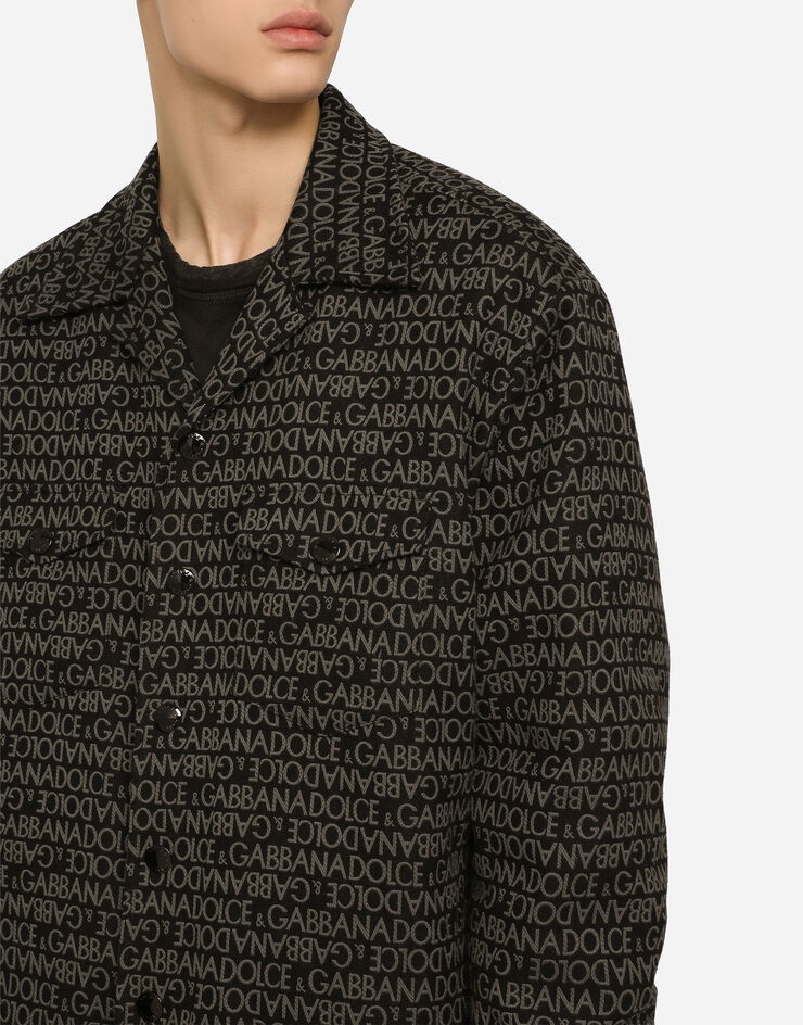 Padded cotton shirt with jacquard logo - 5