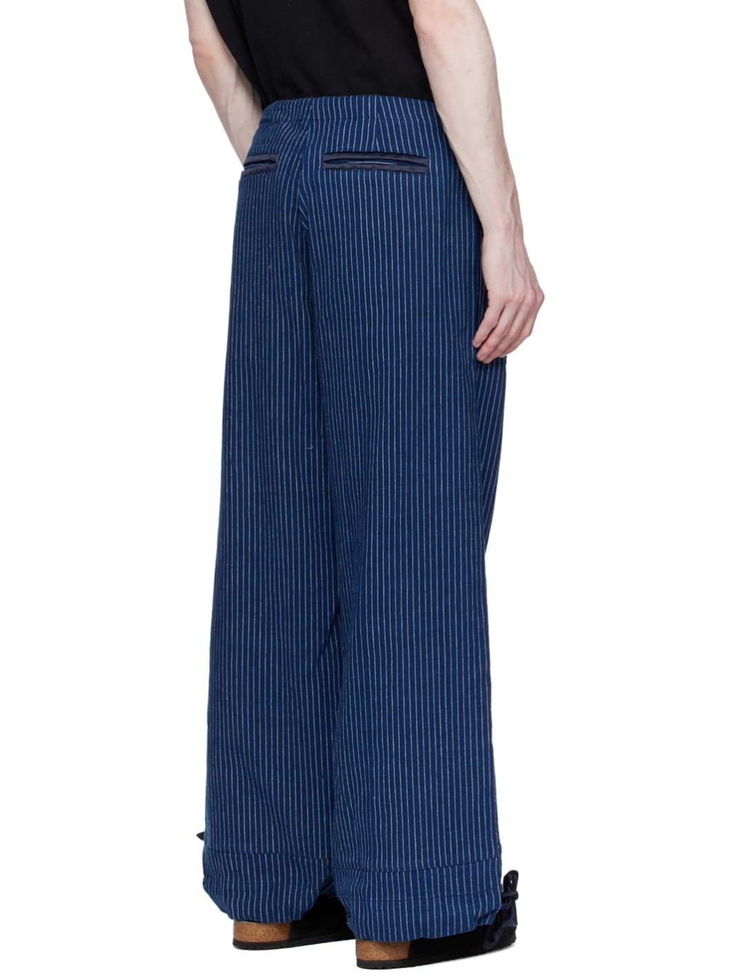 Navy Pinstripe Trousers - 3