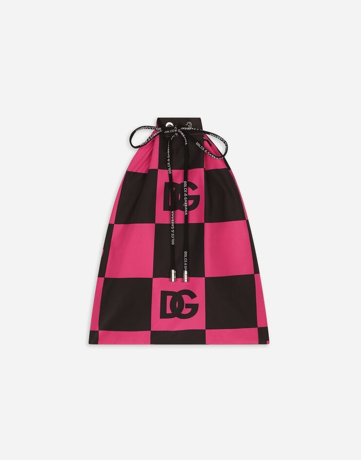 Damier-print short swim trunks with DG logo - 5