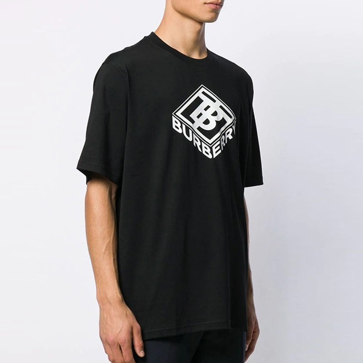 Men's Burberry Logo Graphic Cotton Tshirt Printing Short Sleeve Black 80218311 - 4