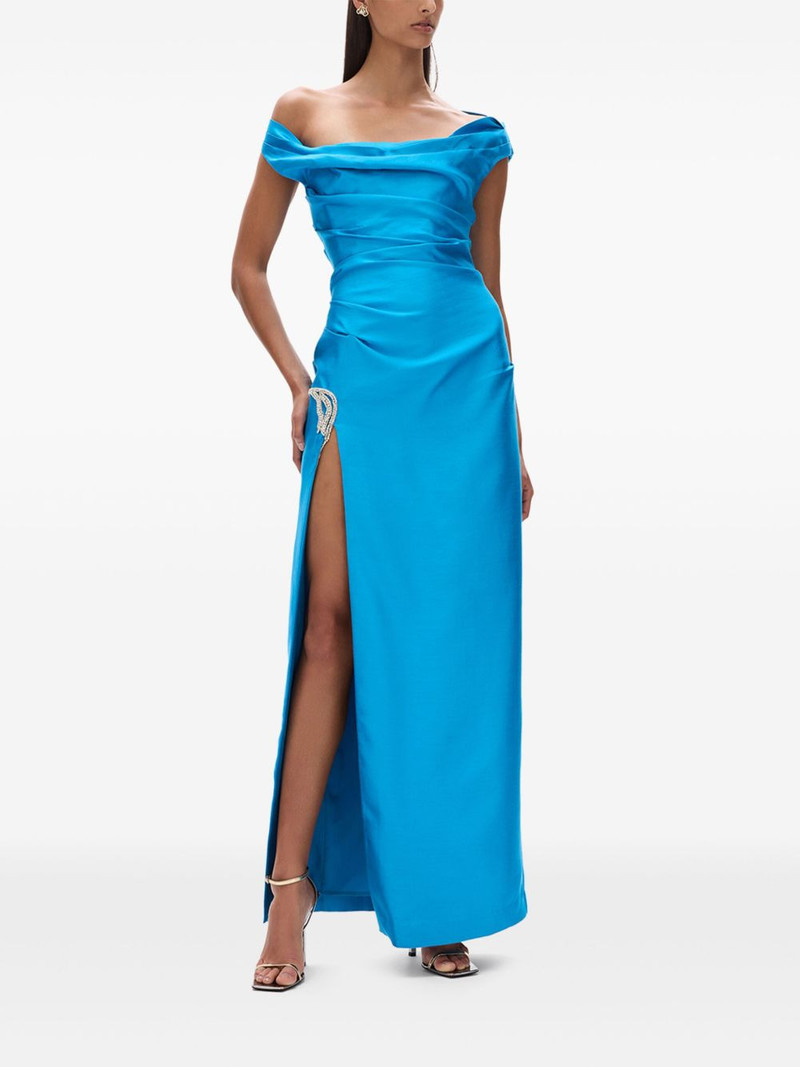 RACHEL GILBERT off-the-shoulder satin dress outlook